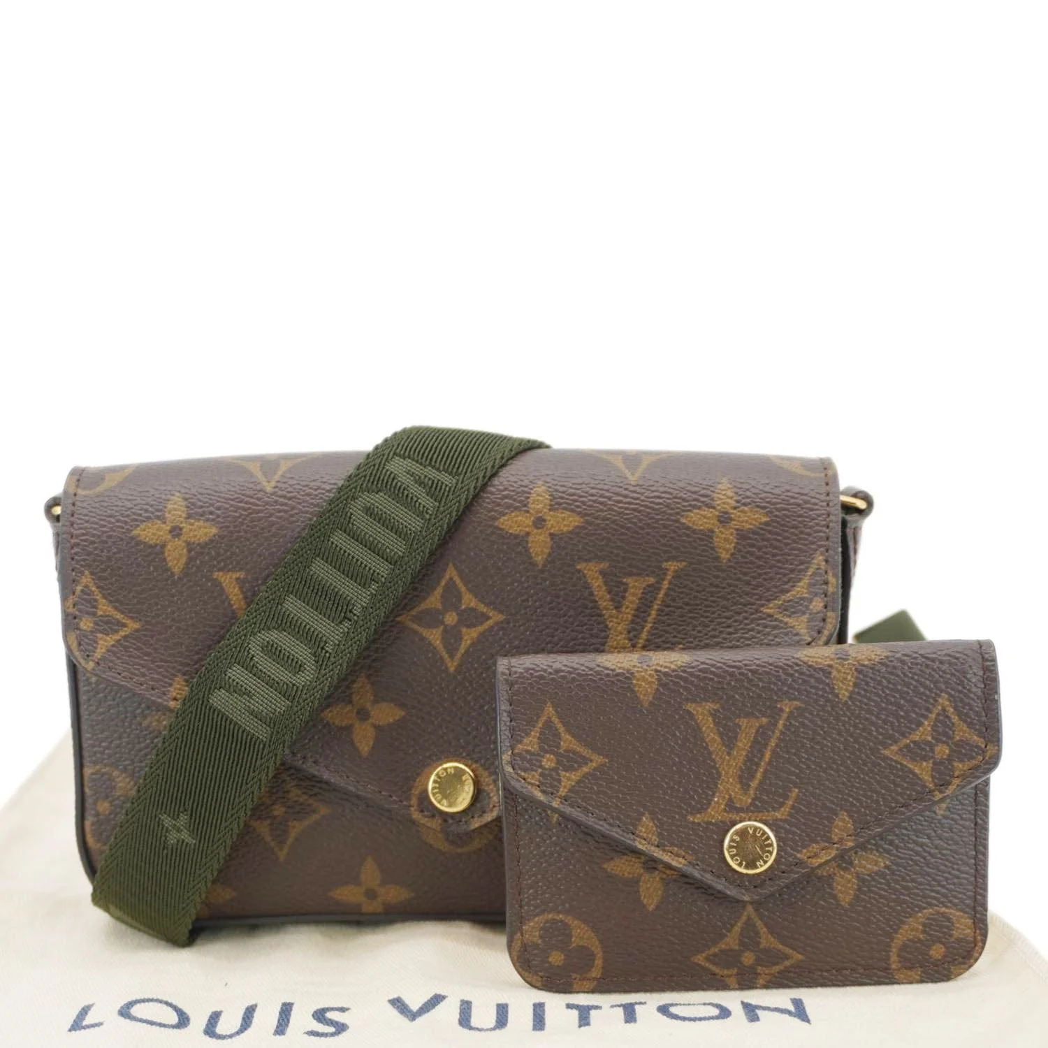 LOUIS VUITTON Felicie Strap & Go Monogram Canvas Crossbody Bag Brown - Image 3