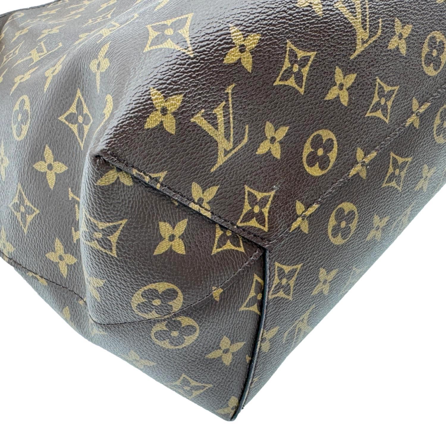 LOUIS VUITTON Flower Monogram Canvas Hobo Bag Brown - Image 8