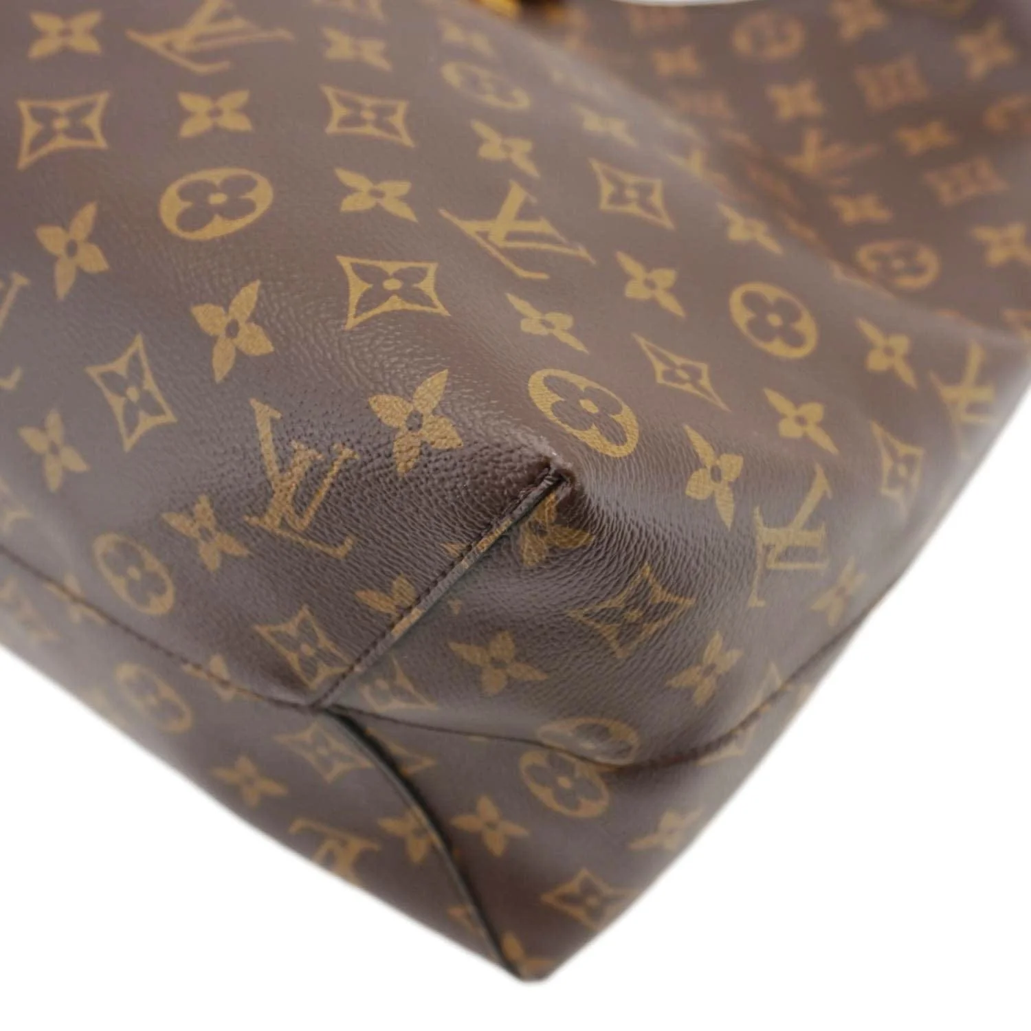 LOUIS VUITTON Flower Monogram Canvas Hobo Bag Brown - Image 9