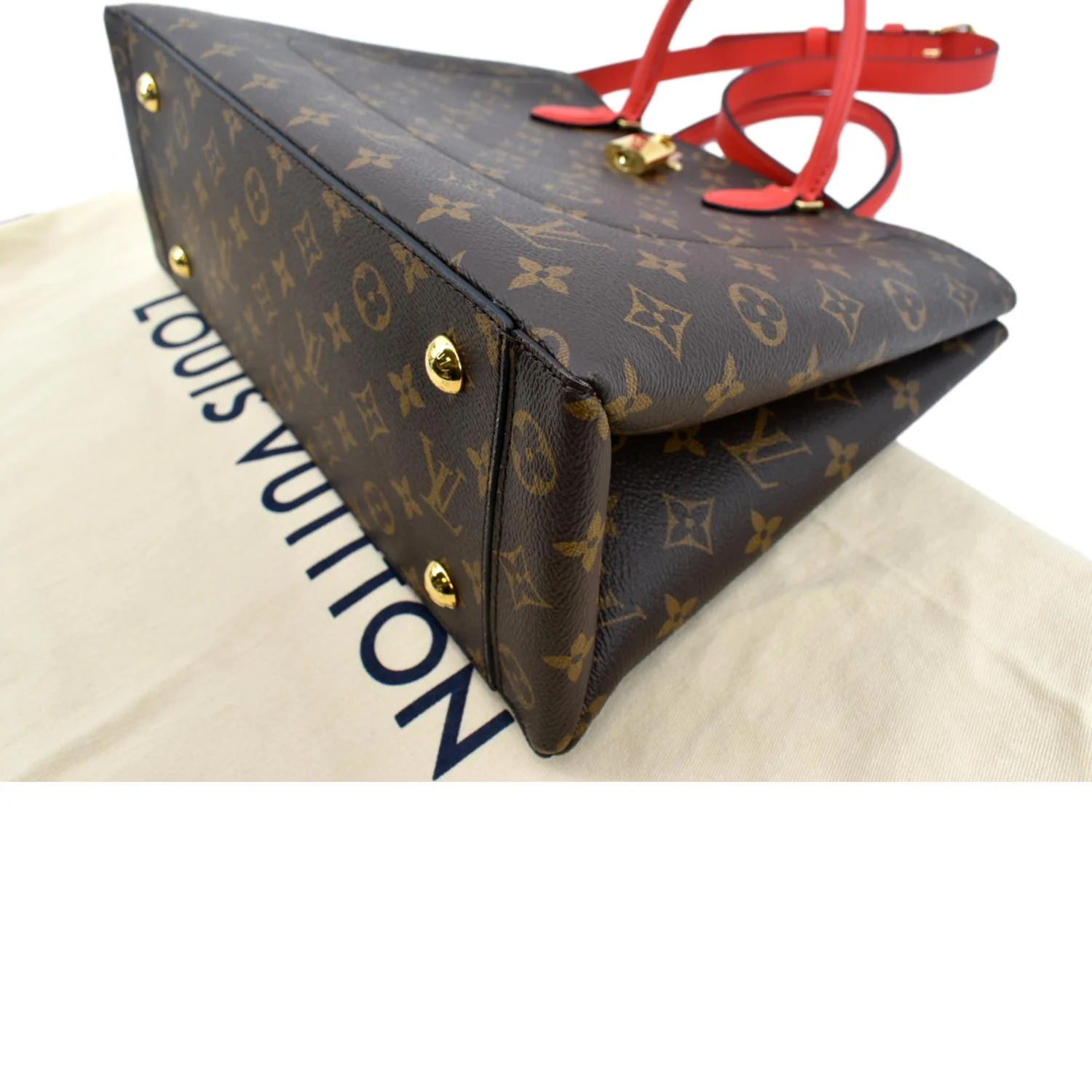 LOUIS VUITTON Flower Monogram Canvas Tote Shoulder Bag Cerise - Image 7