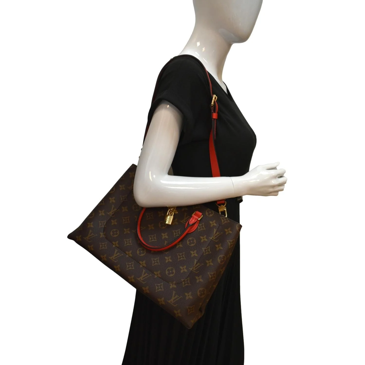 LOUIS VUITTON Flower Monogram Canvas Tote Shoulder Bag Cerise - Image 2
