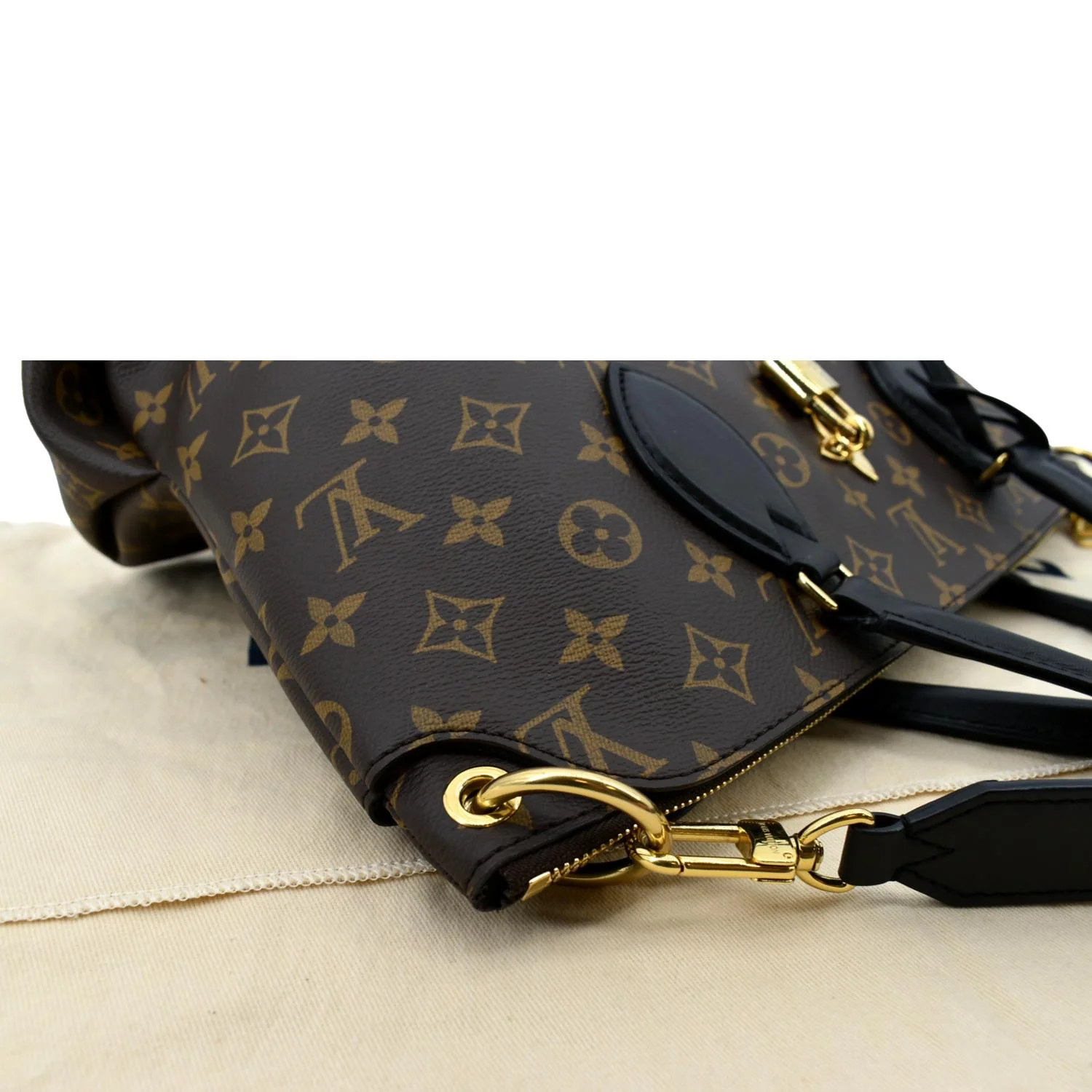 LOUIS VUITTON Flower Zipped MM Monogram Canvas Tote Bag Noir - Image 6