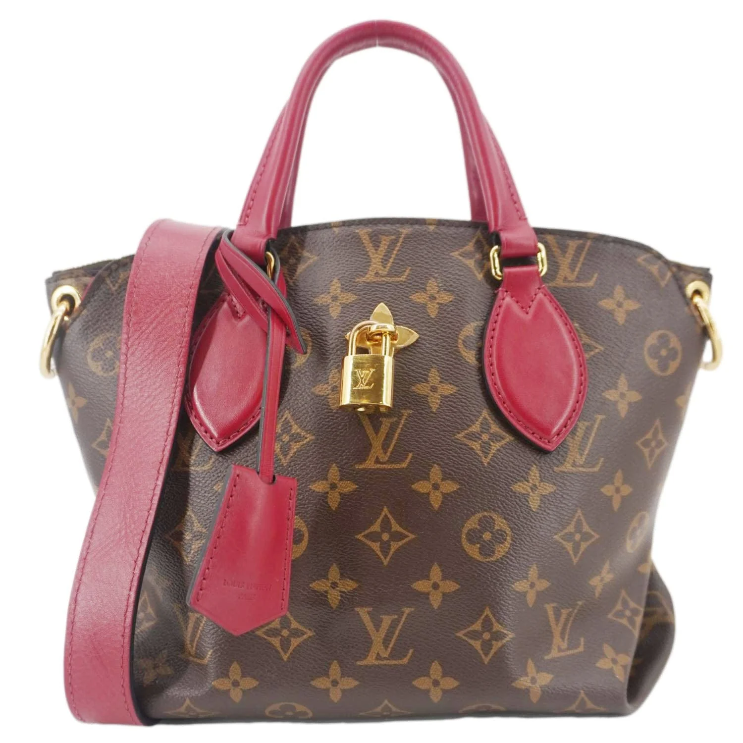 LOUIS VUITTON Flower Zipped PM Monogram Canvas Tote Bag Lie De Vin