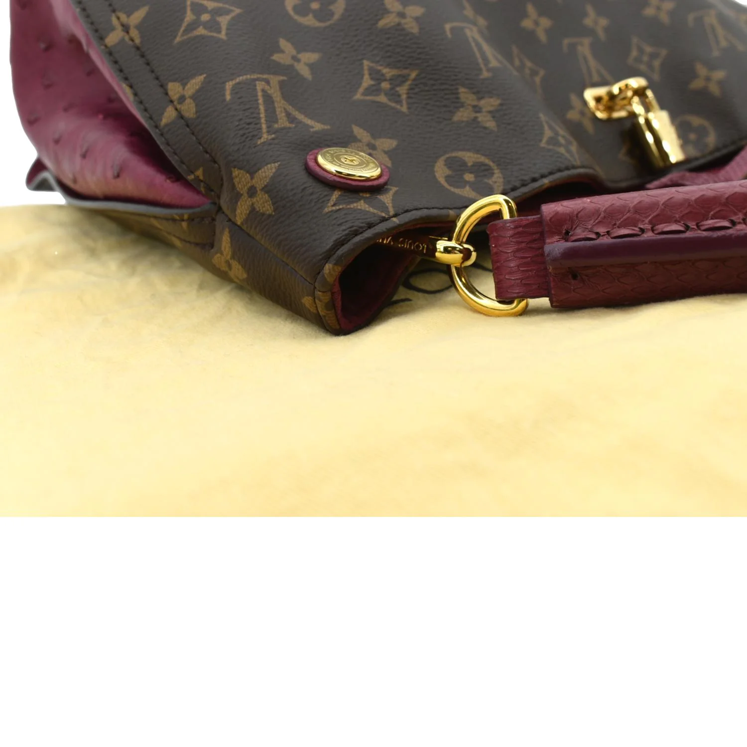 LOUIS VUITTON Gaia Ostrich Monogram Canvas Shoulder Bag Brown - Image 5