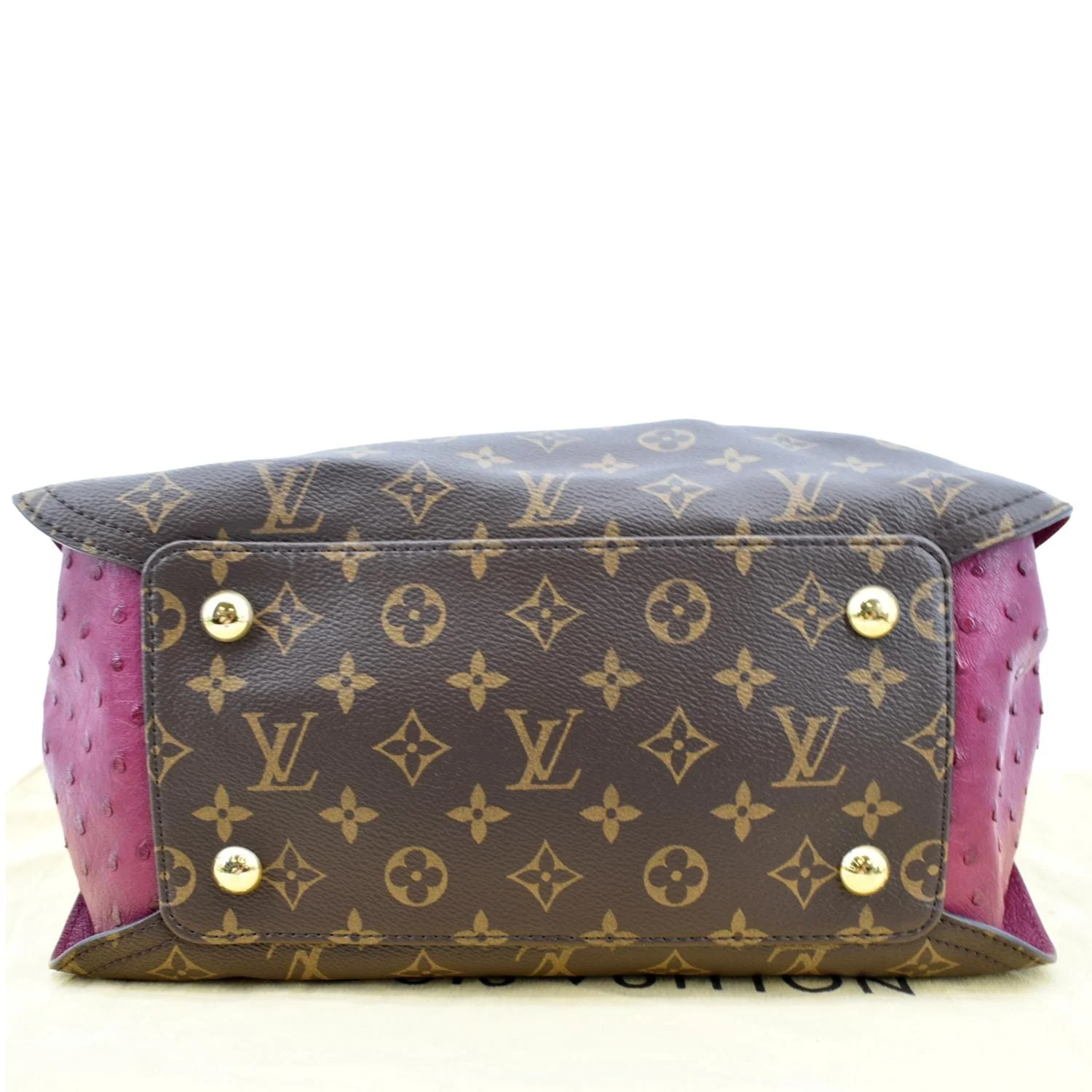 LOUIS VUITTON Gaia Ostrich Monogram Canvas Shoulder Bag Brown - Image 9
