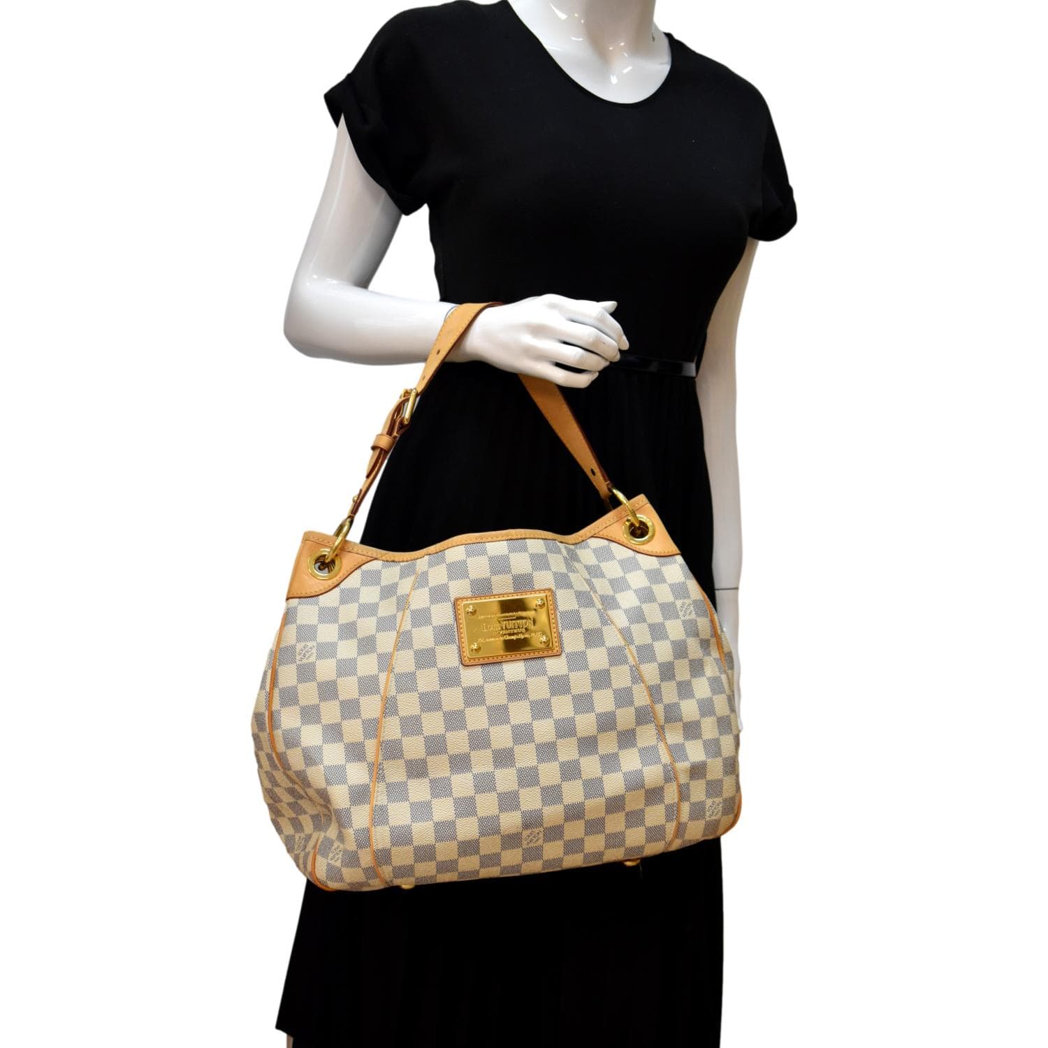LOUIS VUITTON Galliera PM Damier Azur Shoulder Hobo Bag White - Image 2