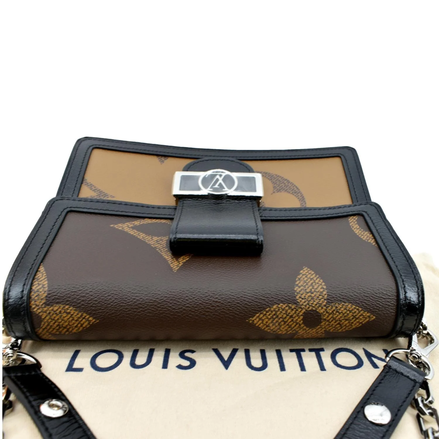 LOUIS VUITTON Giant Dauphine MM Monogram Reverse Canvas Shoulder Bag Brown - Image 3