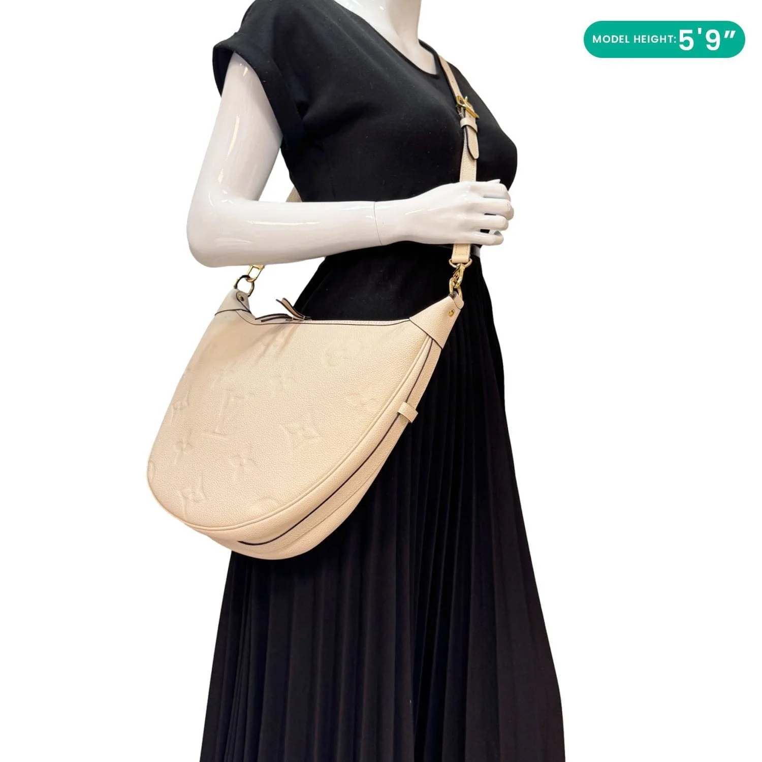 LOUIS VUITTON Loop Giant Monogram Empreinte Hobo Shoulder Bag Cream - Image 2