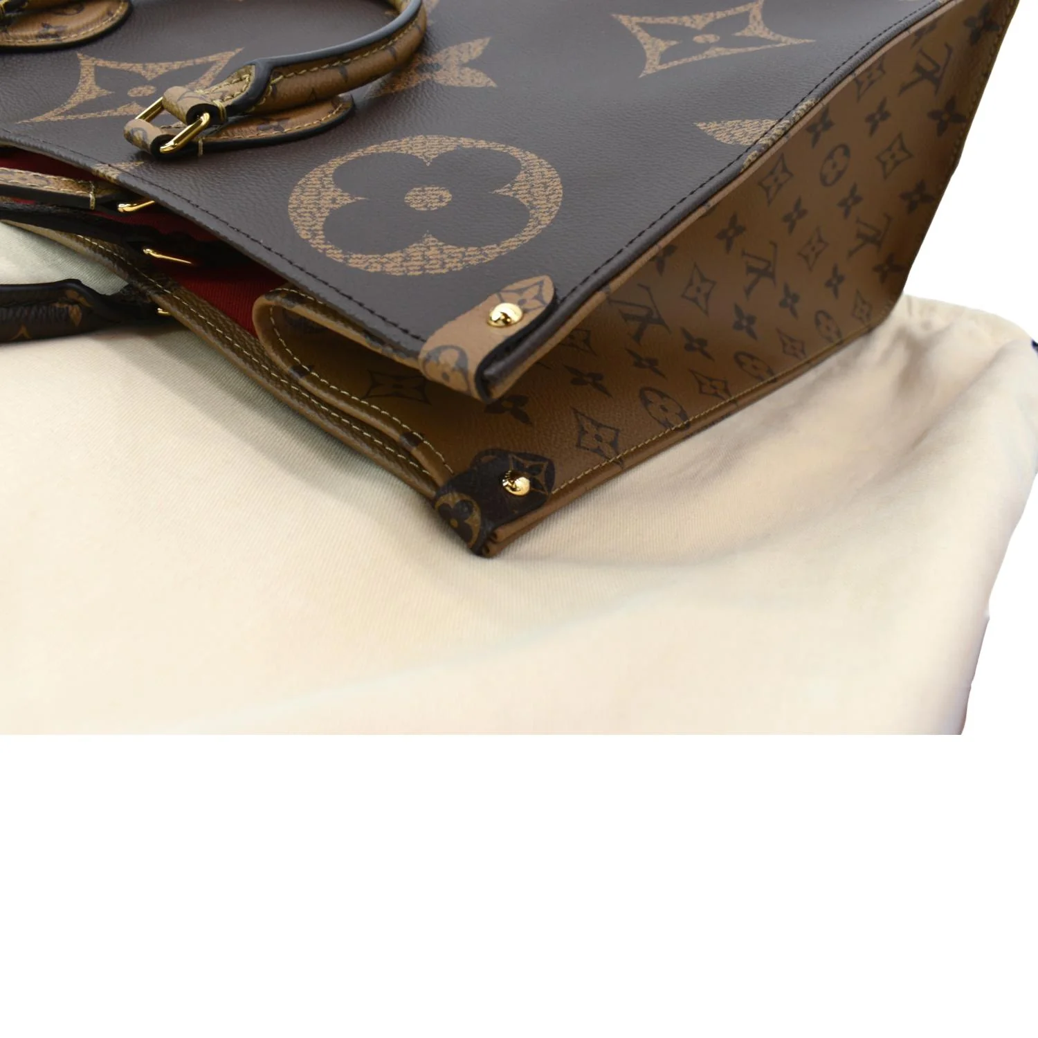 LOUIS VUITTON Onthego GM Giant Monogram Canvas Tote Shoulder Bag Brown - Image 5
