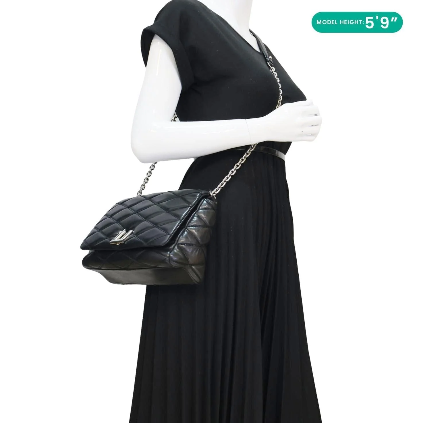 LOUIS VUITTON GO-14 MM Malletage Quilted Lambskin Leather Crossbody Bag Black - Image 2