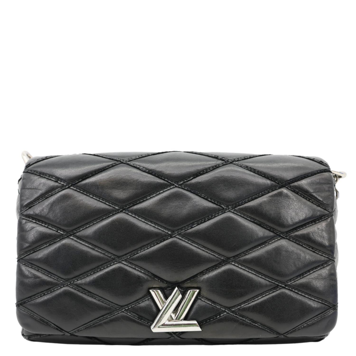 LOUIS VUITTON GO-14 MM Malletage Quilted Lambskin Leather Crossbody Bag Black - Image 3