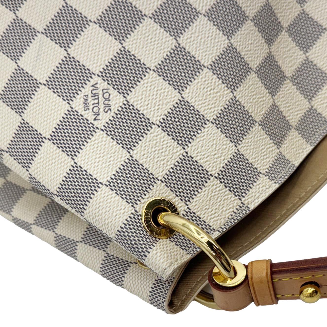 LOUIS VUITTON Graceful MM Damier Azur Hobo Shoulder Bag White - Image 6