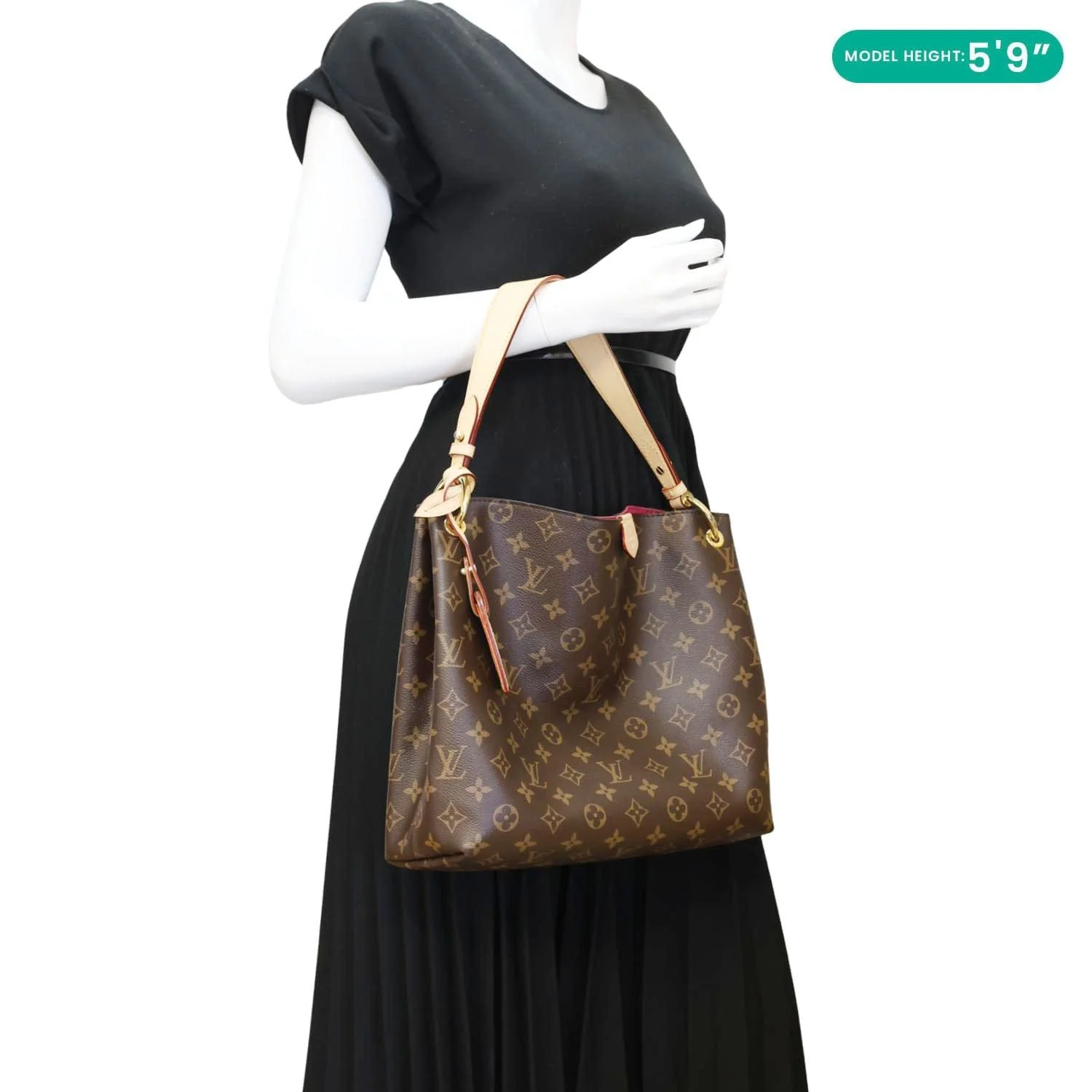 LOUIS VUITTON Graceful PM Monogram Canvas Hobo Shoulder Bag Brown - Image 2