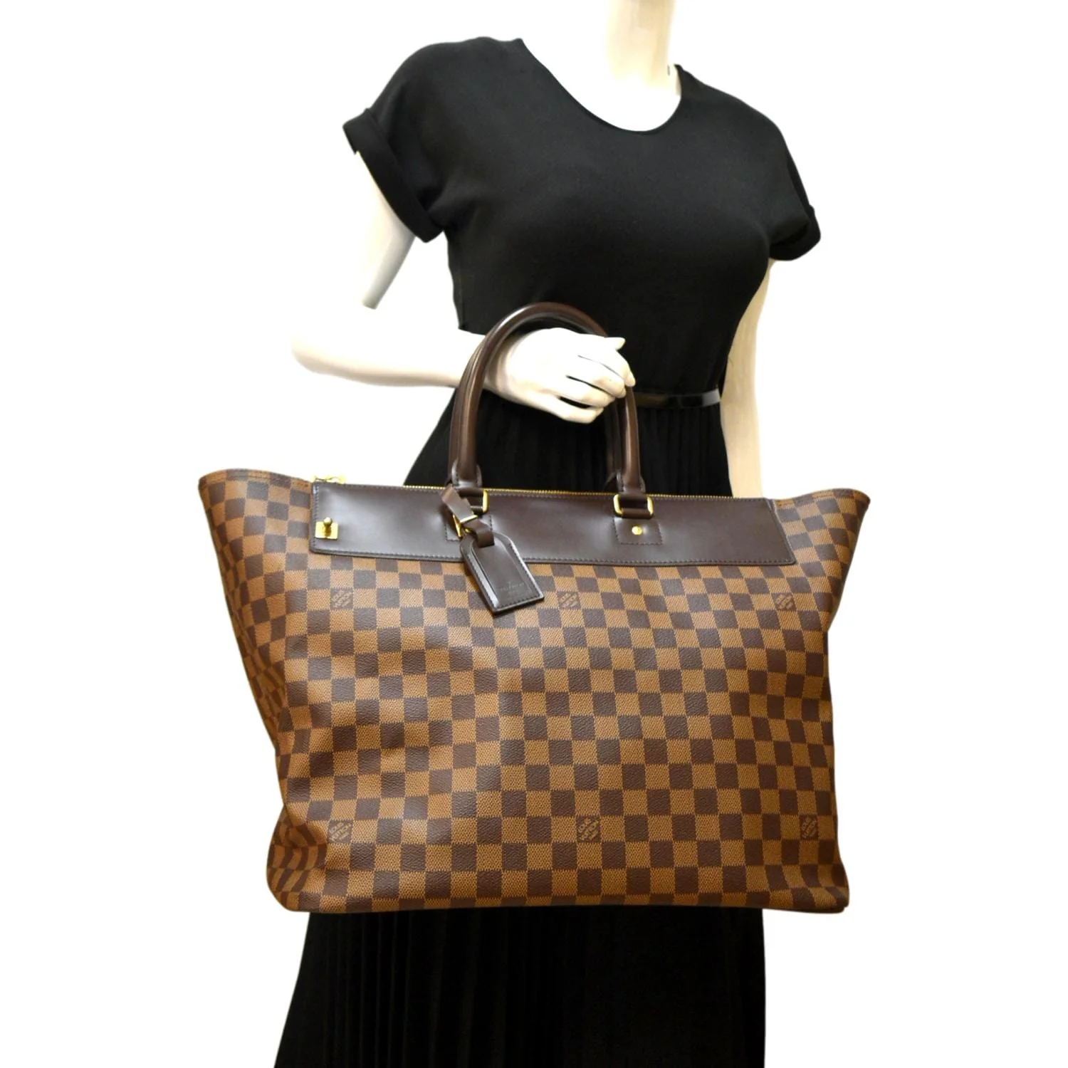 LOUIS VUITTON Greenwich PM Damier Ebene Travel Tote Bag Brown - Image 2