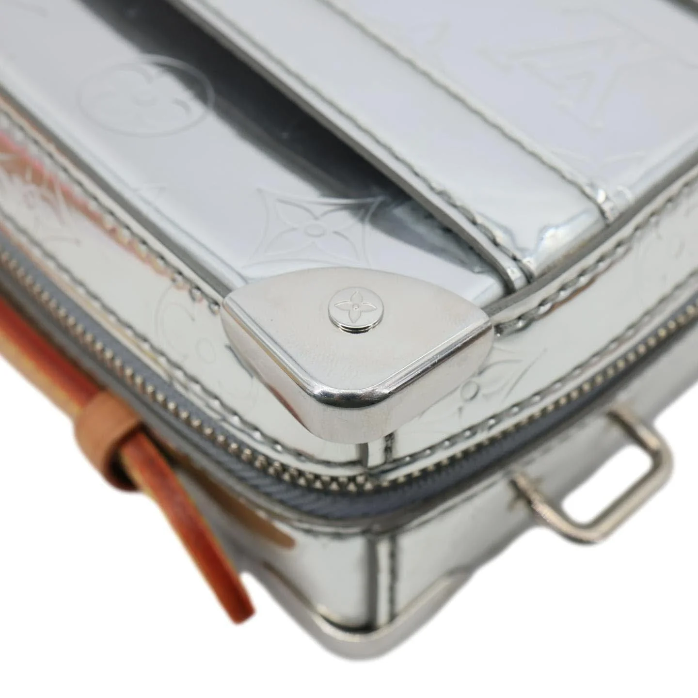 LOUIS VUITTON Handle Trunk Monogram Miroir Leather Shoulder Bag Silver - Image 10