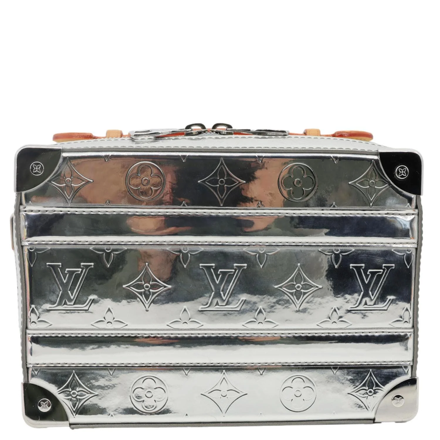 LOUIS VUITTON Handle Trunk Monogram Miroir Leather Shoulder Bag Silver - Image 3