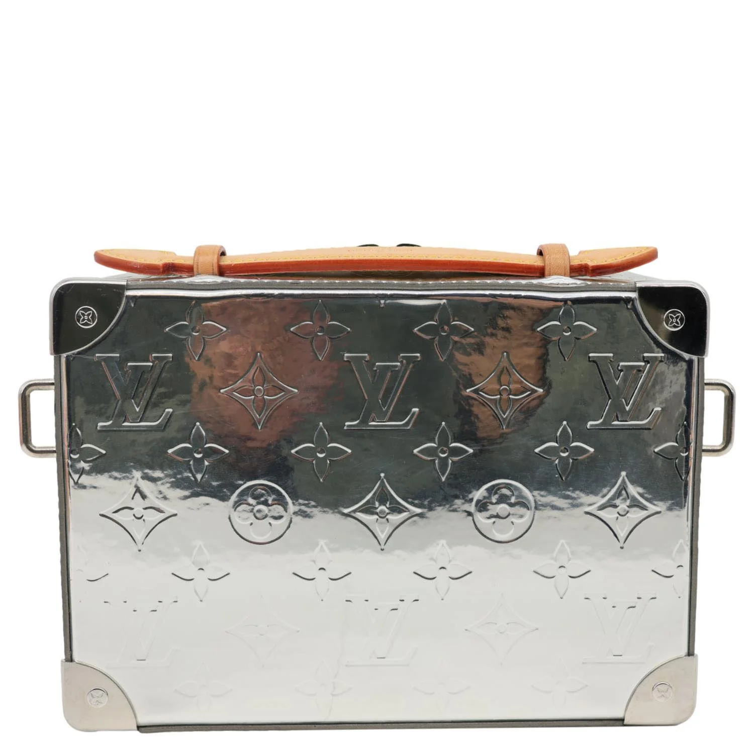 LOUIS VUITTON Handle Trunk Monogram Miroir Leather Shoulder Bag Silver - Image 4