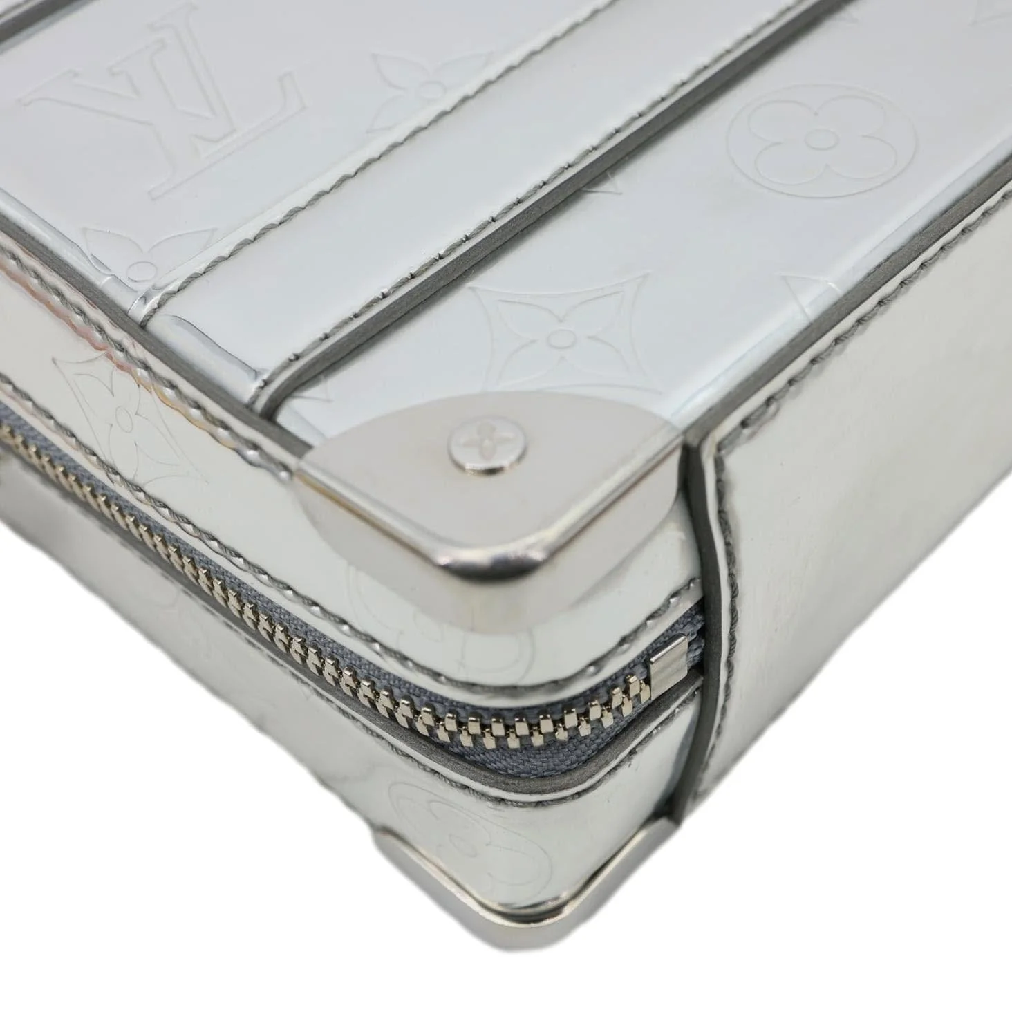 LOUIS VUITTON Handle Trunk Monogram Miroir Leather Shoulder Bag Silver - Image 6