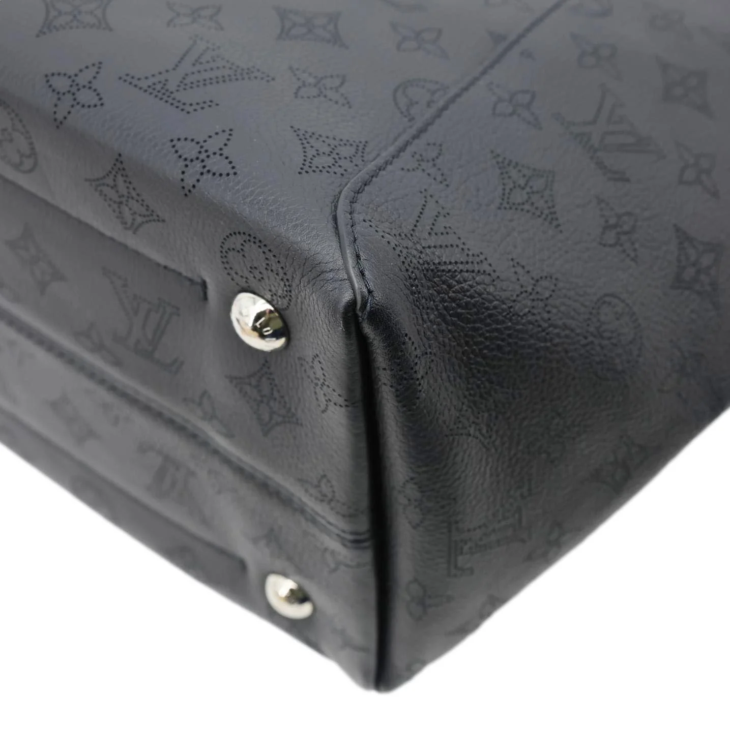LOUIS VUITTON Hina MM Mahina Leather Tote Shoulder Bag Black - Image 9