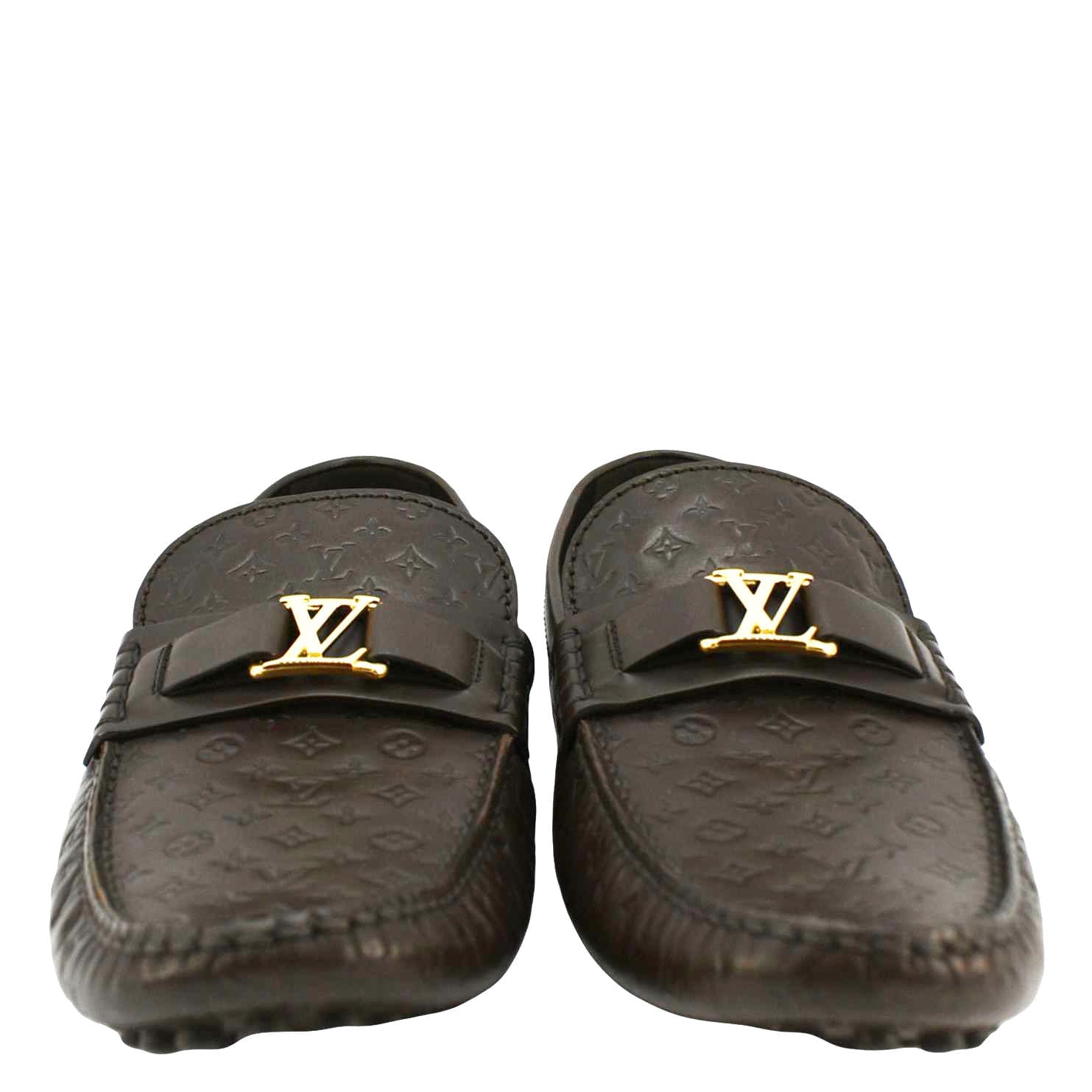 LOUIS VUITTON Hockenheim Moccasin Monogram Leather Loafers Brown US 9 - Image 3
