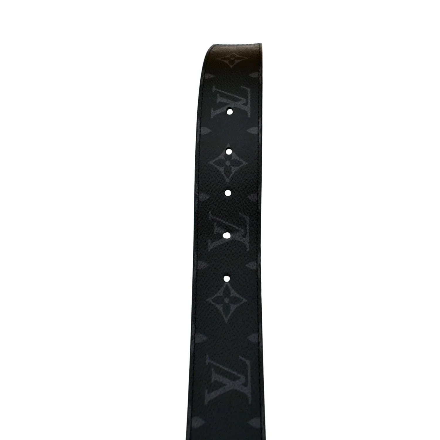 LOUIS VUITTON Monogram Eclipse LV Initials Belt Black Size 100/40 - Image 7