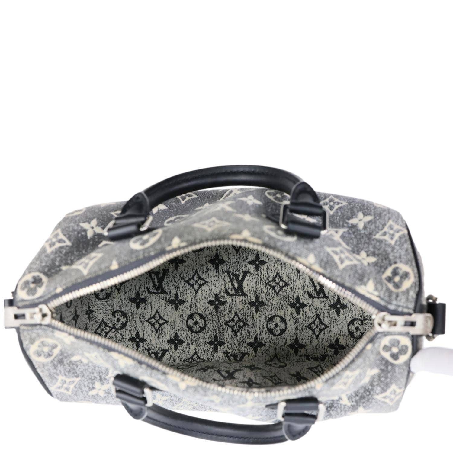 LOUIS VUITTON Speedy 25 Bandouliere Monogram Jacquard Denim Shoulder Bag Grey - Image 13