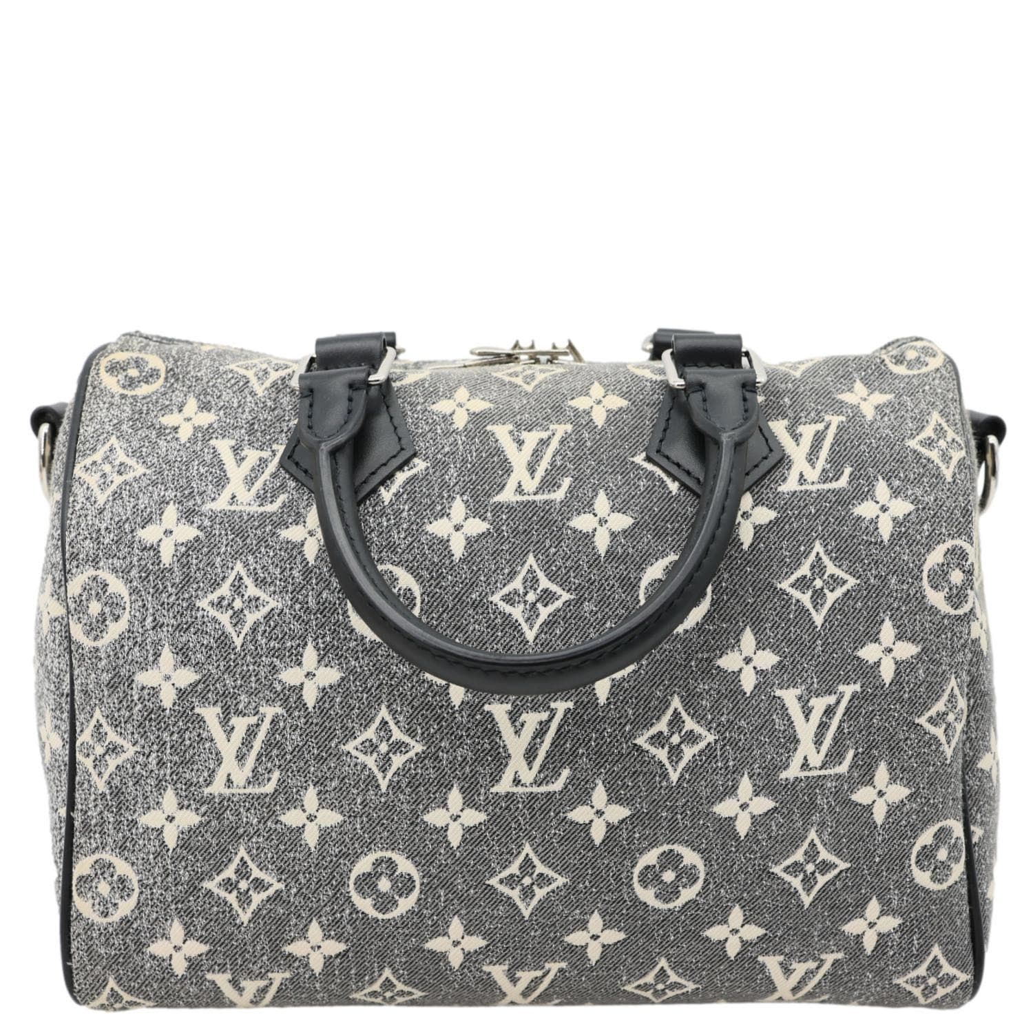LOUIS VUITTON Speedy 25 Bandouliere Monogram Jacquard Denim Shoulder Bag Grey - Image 6