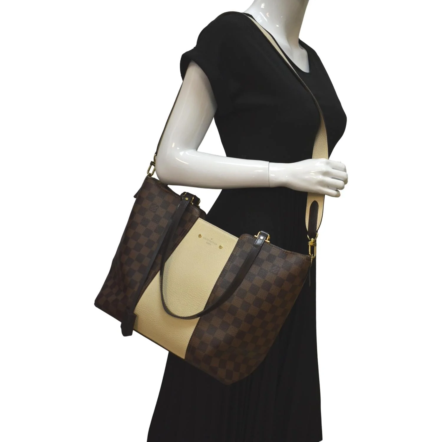 LOUIS VUITTON Jersey Damier Ebene Shoulder Bag Creme - Image 2