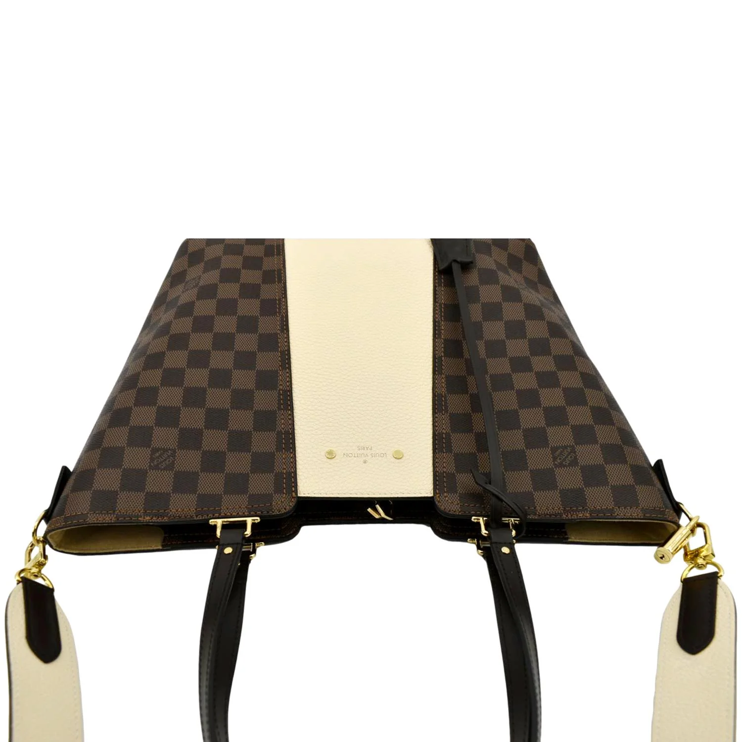 LOUIS VUITTON Jersey Damier Ebene Tote Shoulder Bag Creme - Image 4