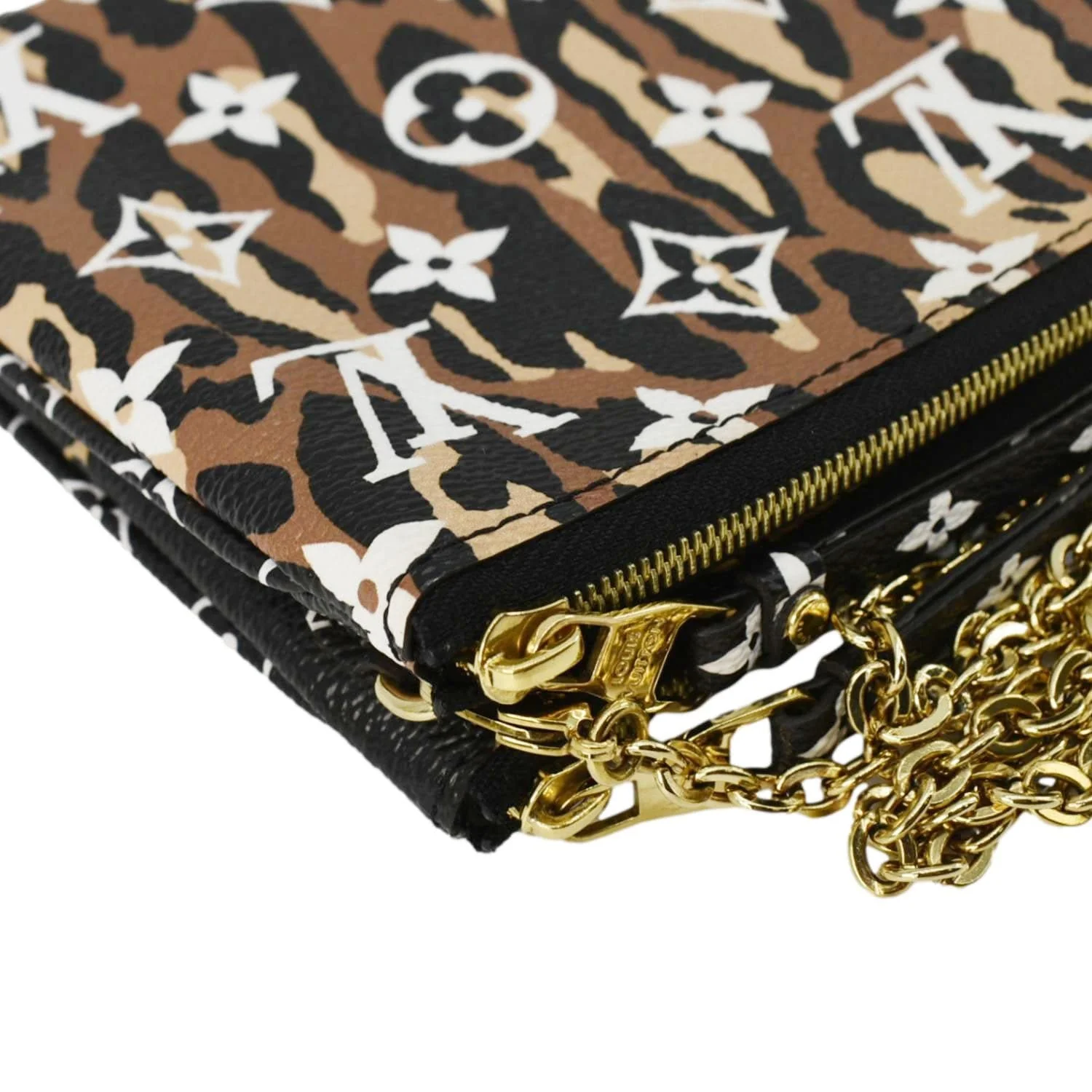 LOUIS VUITTON Double Zip Jungle Pochette Giant Monogram Leather Crossbody Bag Black - Image 5