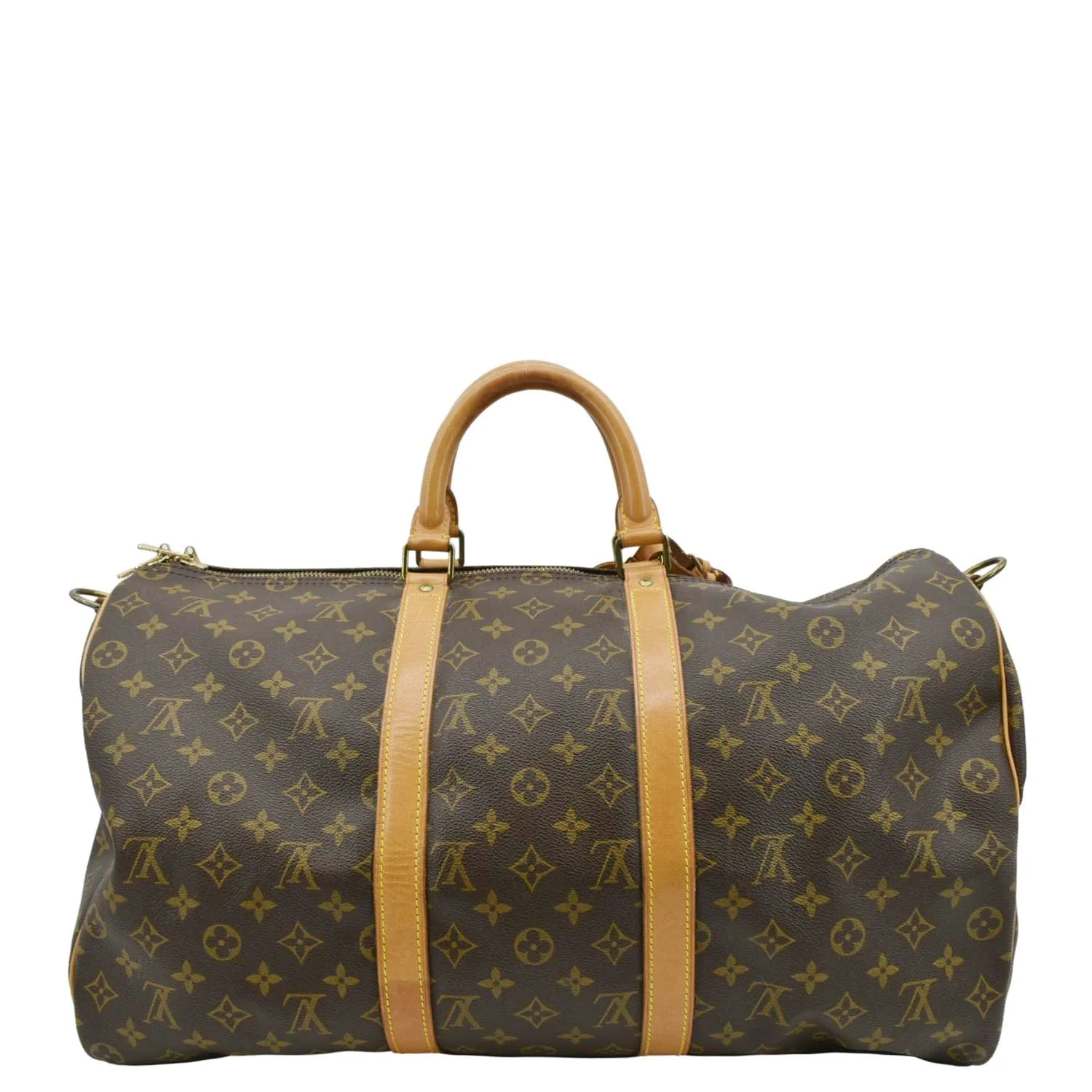 LOUIS VUITTON Keepall 50 Bandouliere Monogram Canvas Travel Bag Brown - Image 3