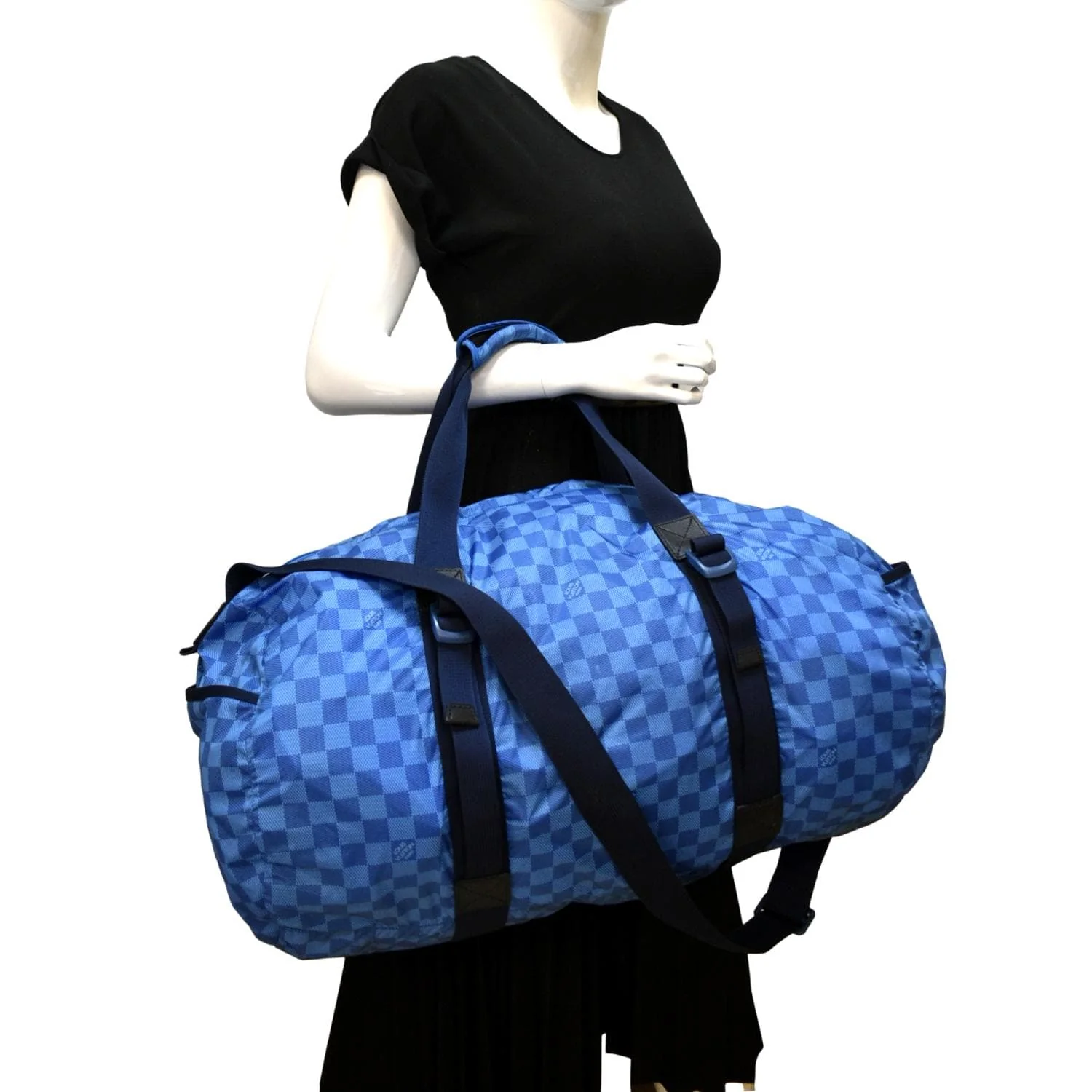 LOUIS VUITTON  Keepall 50 Adventure Practical Nylon Damier Masai Duffle Travel Bag Blue - Final Sale - Image 2