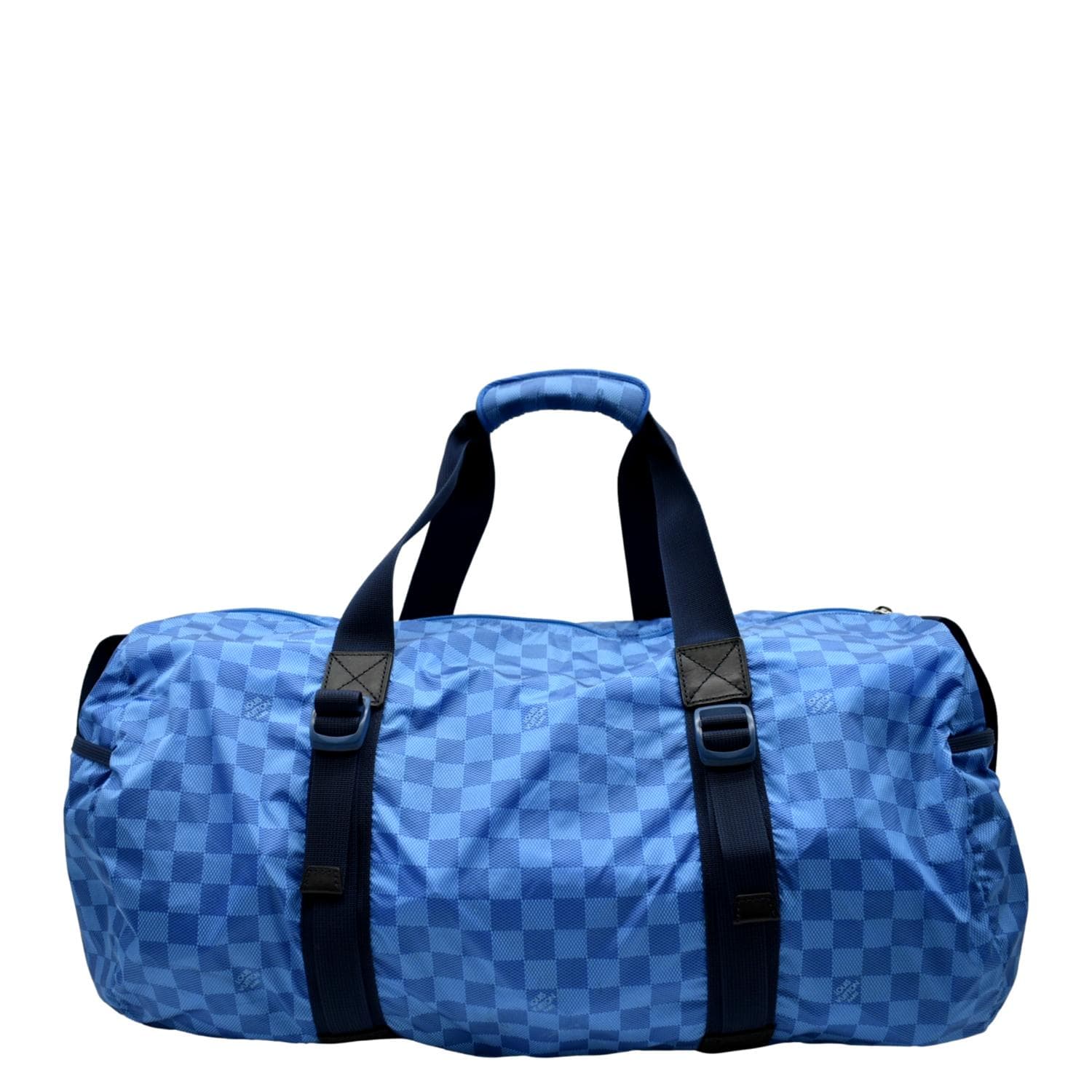 LOUIS VUITTON  Keepall 50 Adventure Practical Nylon Damier Masai Duffle Travel Bag Blue - Final Sale - Image 3