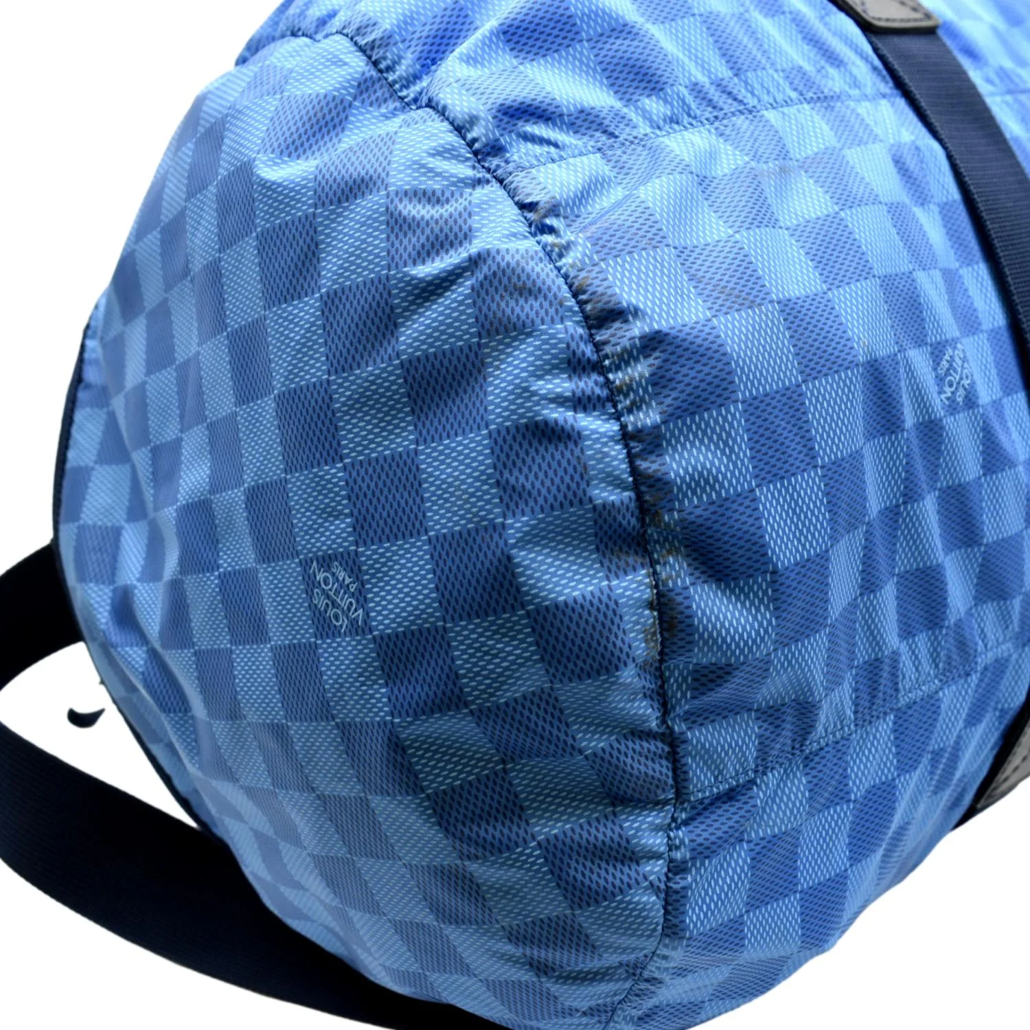 LOUIS VUITTON  Keepall 50 Adventure Practical Nylon Damier Masai Duffle Travel Bag Blue - Final Sale - Image 6