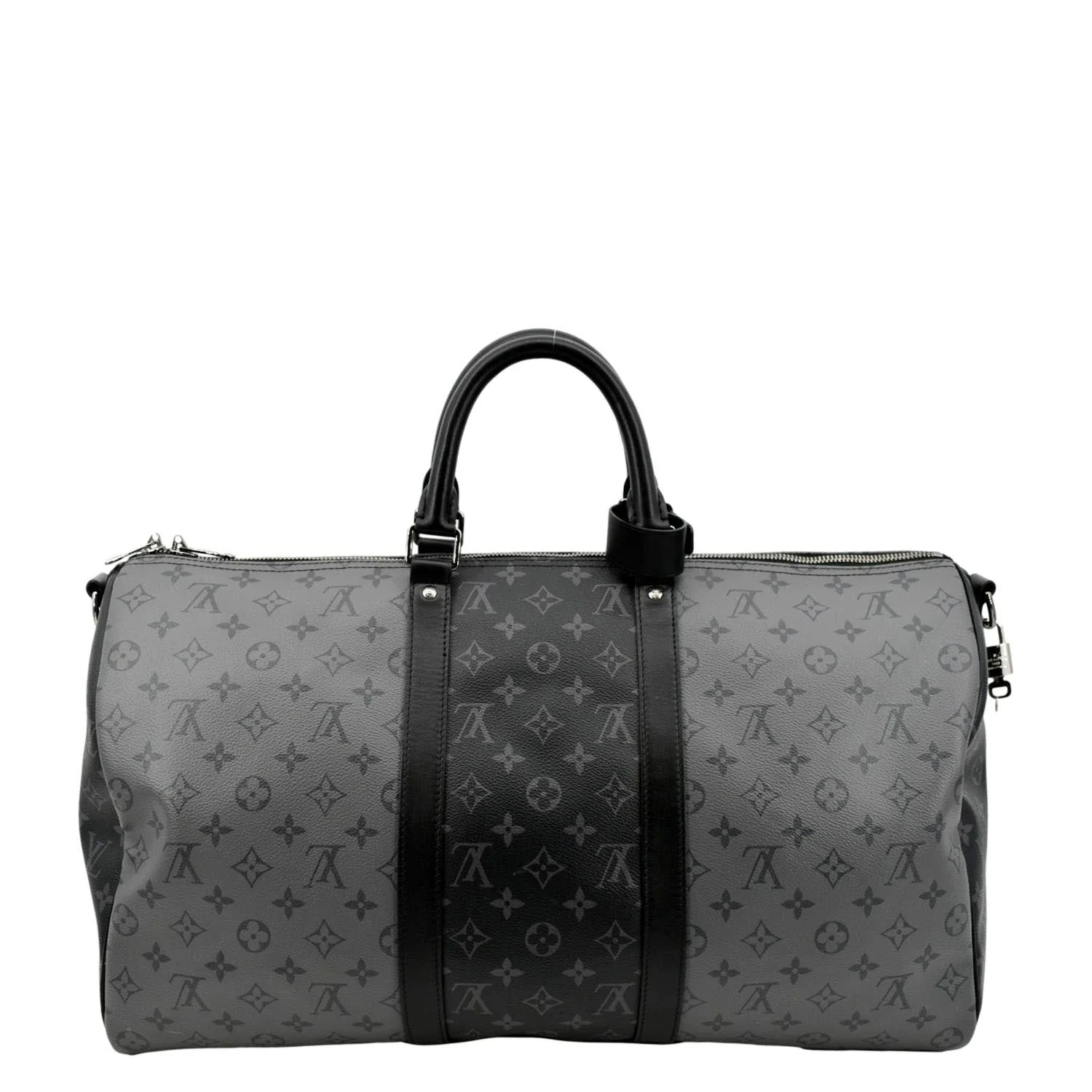 LOUIS VUITTON Keepall 50 Bandouliere Monogram Eclipse Travel Bag Black - Image 3