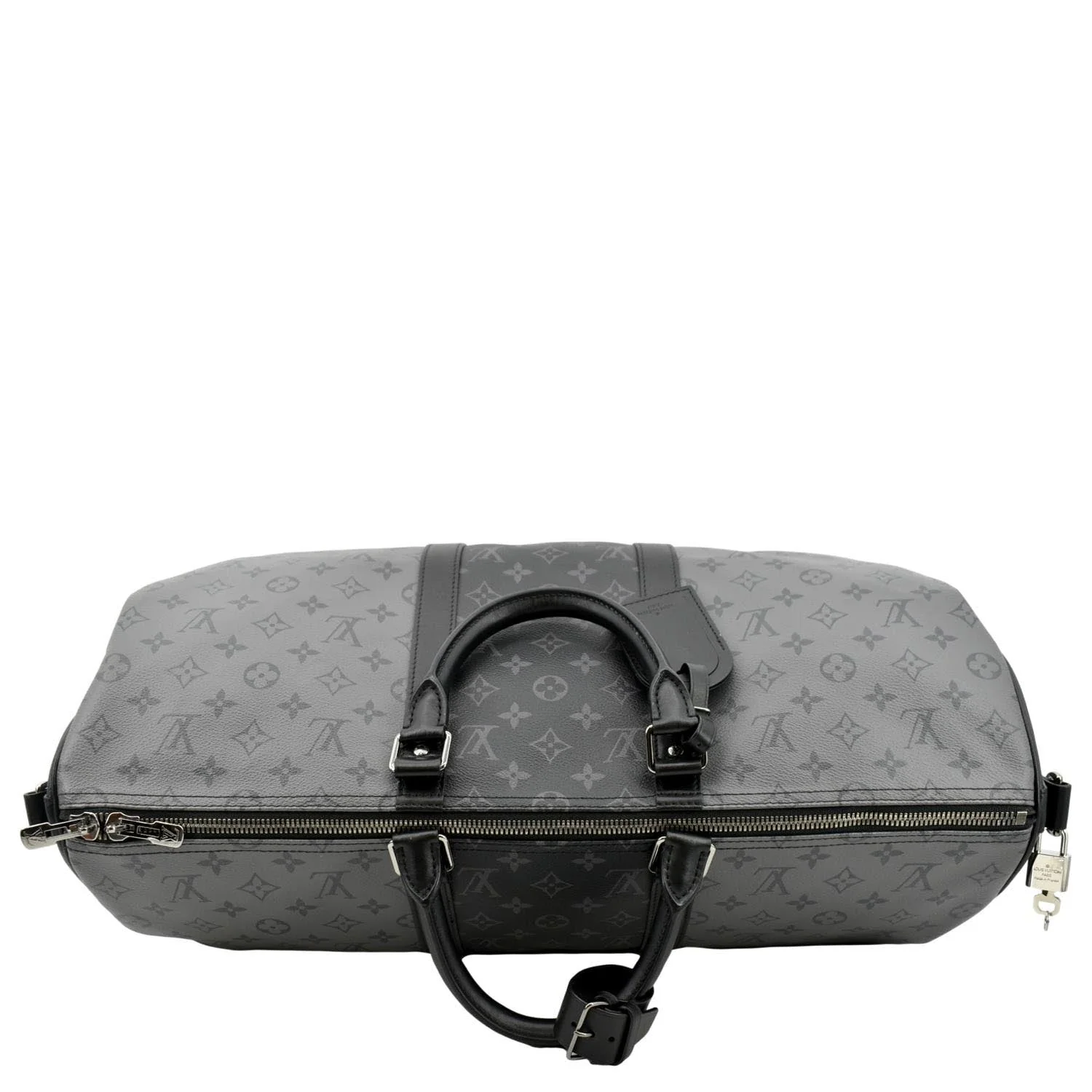 LOUIS VUITTON Keepall 50 Bandouliere Monogram Eclipse Travel Bag Black - Image 4