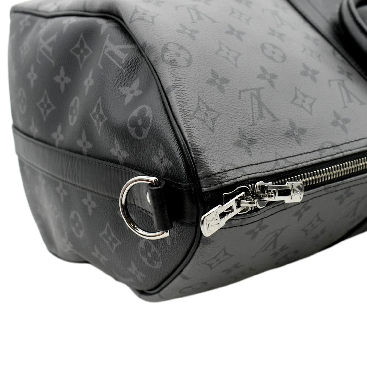 LOUIS VUITTON Keepall 50 Bandouliere Monogram Eclipse Travel Bag Black - Image 5