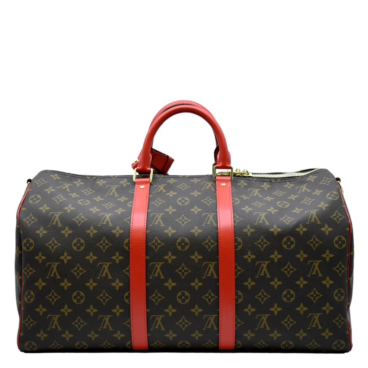 LOUIS VUITTON Keepall 50 Monogram Canvas Travel Bag Red - Image 3