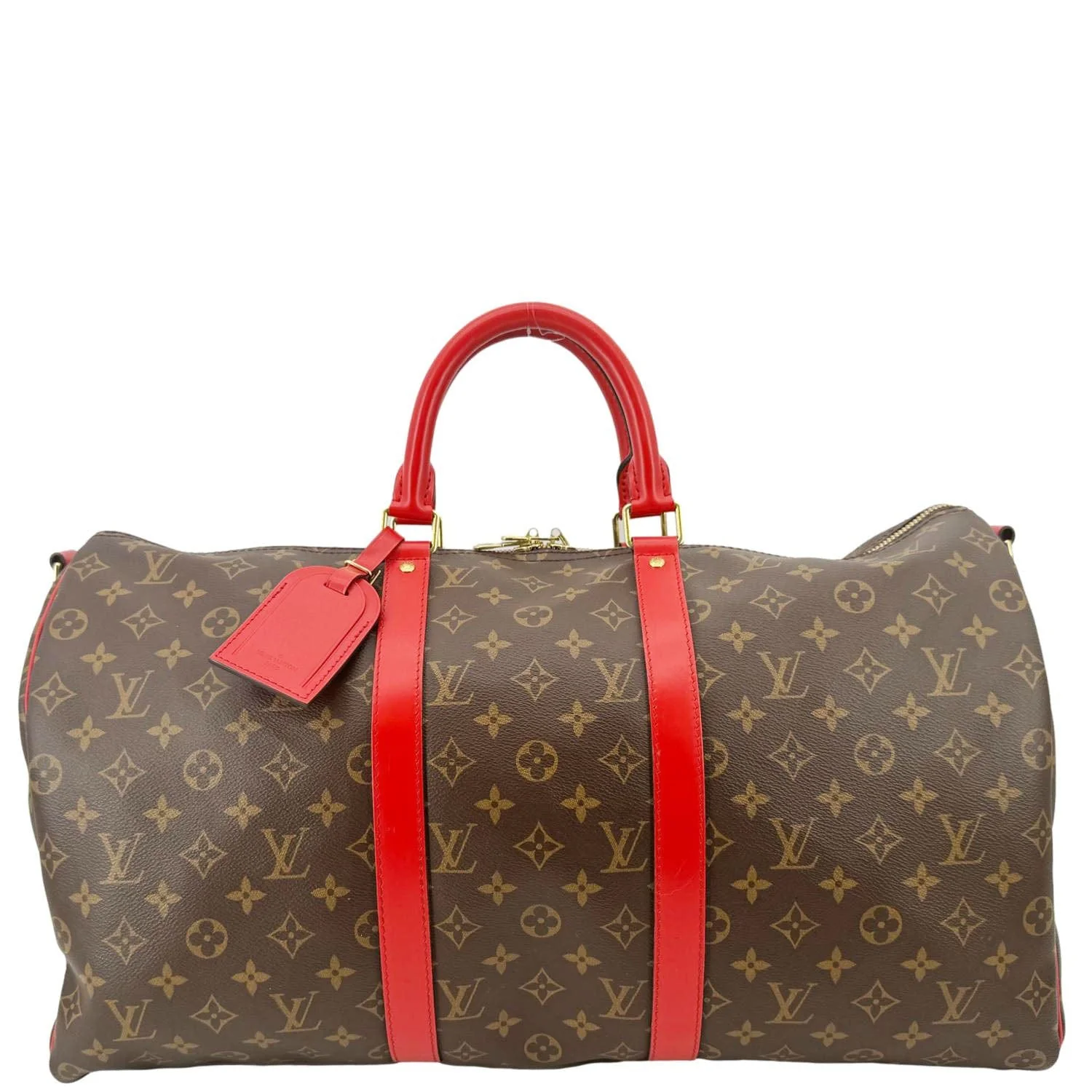 LOUIS VUITTON Keepall 50 Bandoulière Monogram Canvas Travel Bag Coquelicot - Image 4