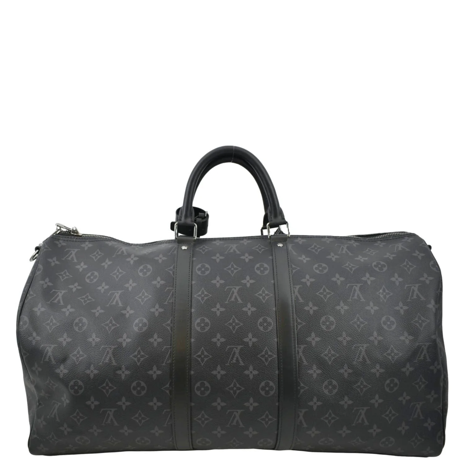 LOUIS VUITTON Keepall 55 Bandouliere Monogram Eclipse Travel Bag Black - Image 4