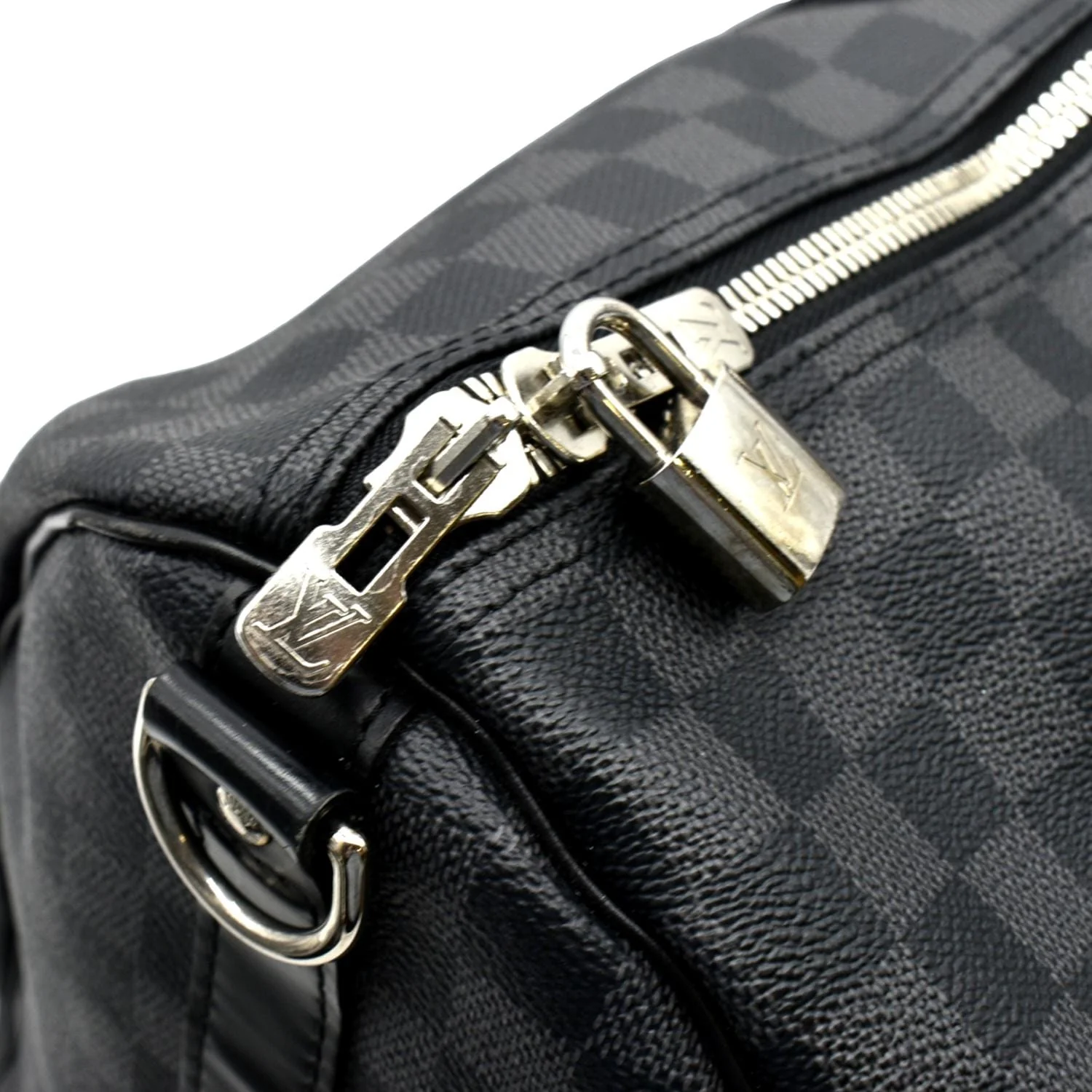 LOUIS VUITTON Keepall 55 Damier Graphite Bandouliere Travel Bag Black - Image 4