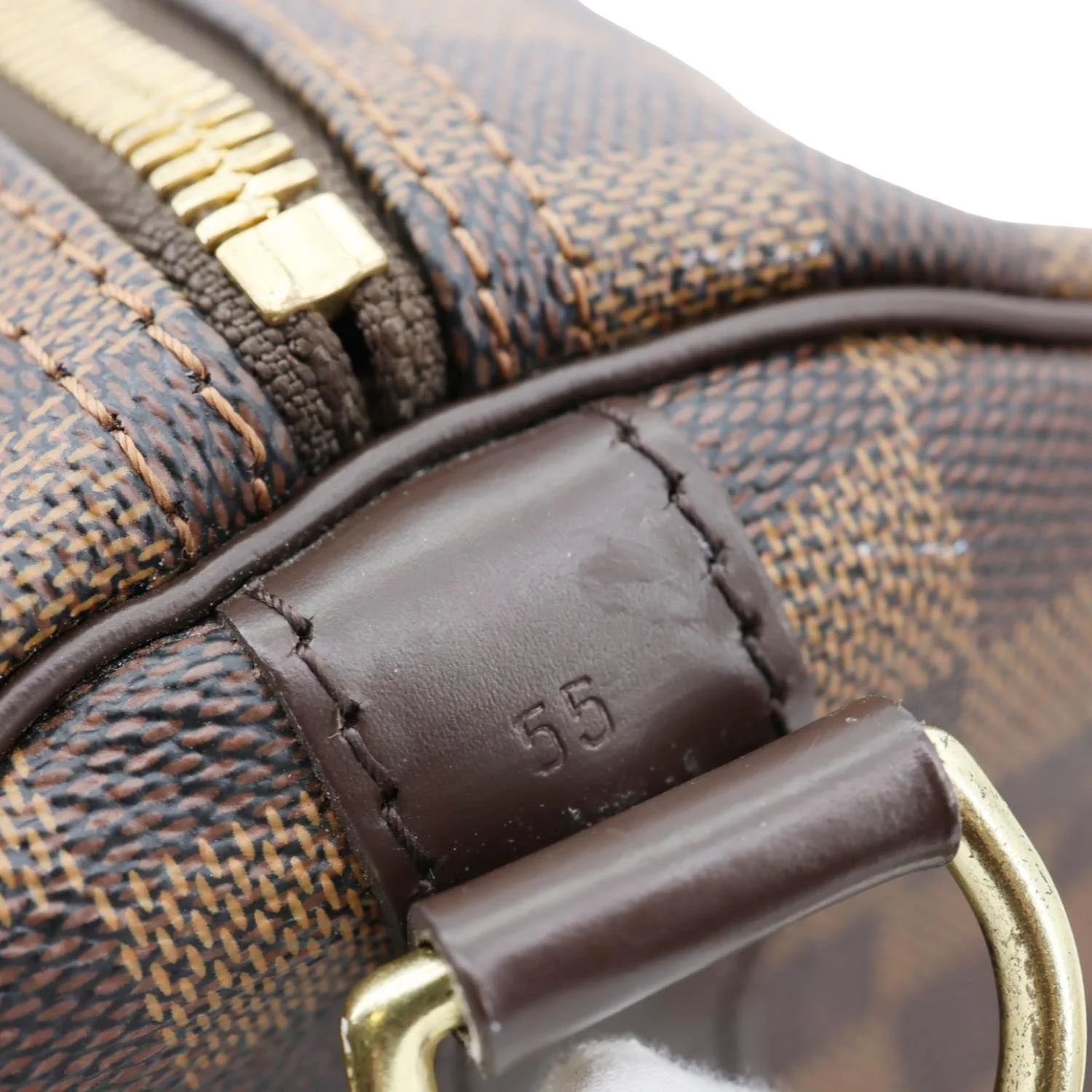 LOUIS VUITTON Keepall Bandouliere 55 Damier Ebene Travel Bag Brown - Image 10