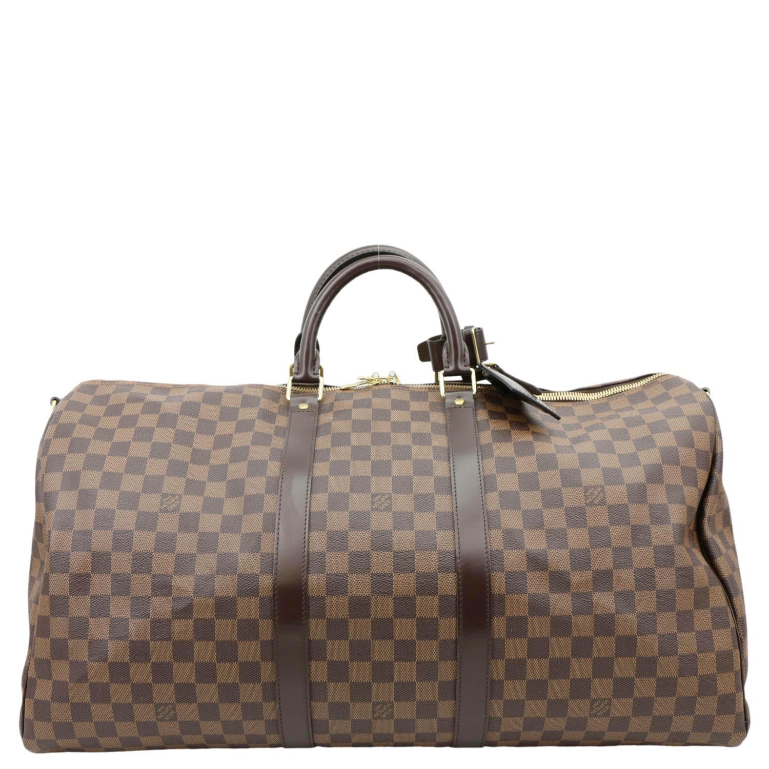 LOUIS VUITTON Keepall Bandouliere 55 Damier Ebene Travel Bag Brown - Image 3