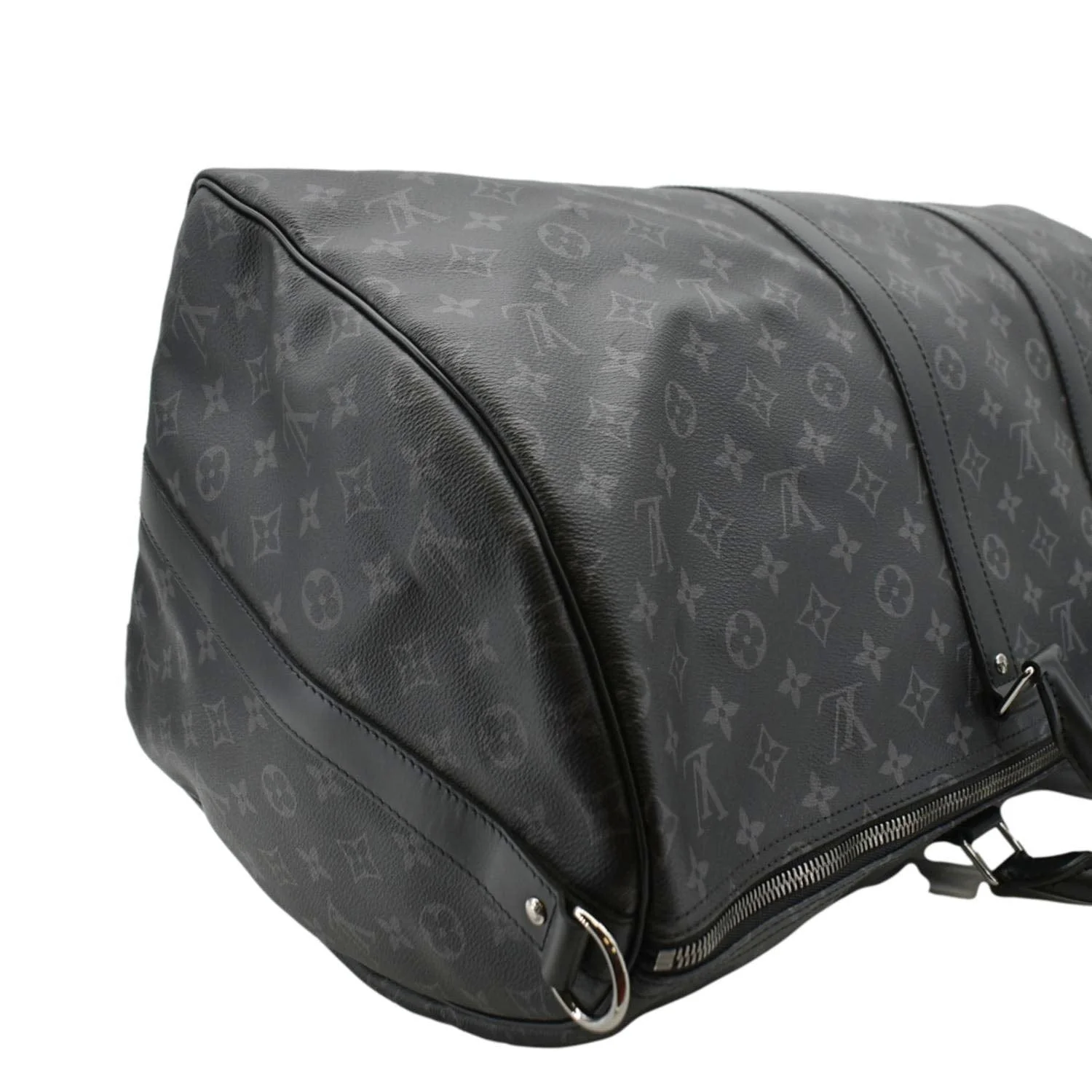 LOUIS VUITTON Keepall 55 Bandouliere Monogram Eclipse Travel Bag Black - Image 7