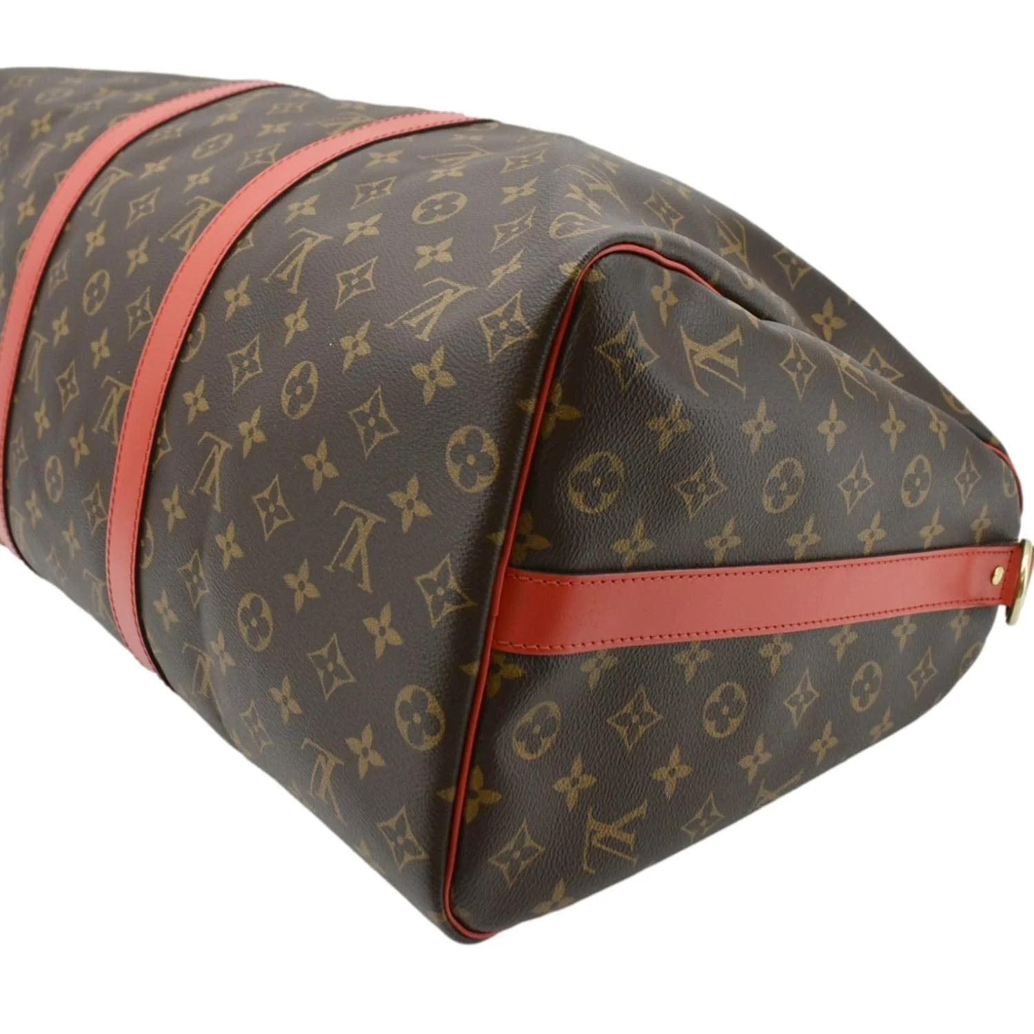 LOUIS VUITTON Keepall 55 Bandouliere Monogram Canvas Travel Bag Red - Image 8