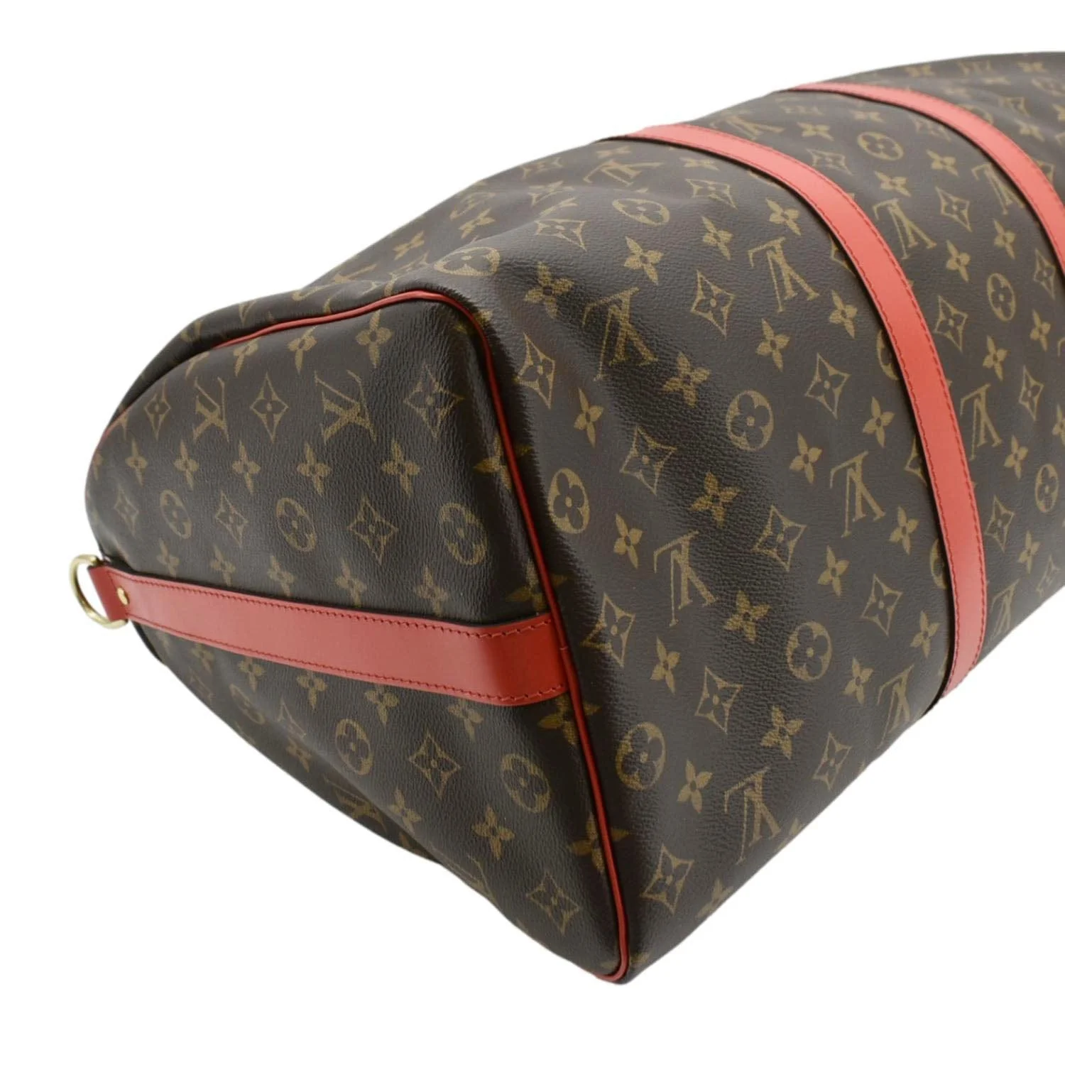 LOUIS VUITTON Keepall 55 Bandouliere Monogram Canvas Travel Bag Red - Image 9