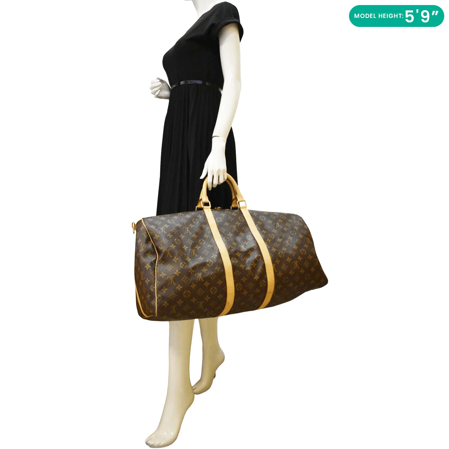 LOUIS VUITTON Keepall 55 Bandouliere Monogram Canvas Travel Bag Brown - Image 2