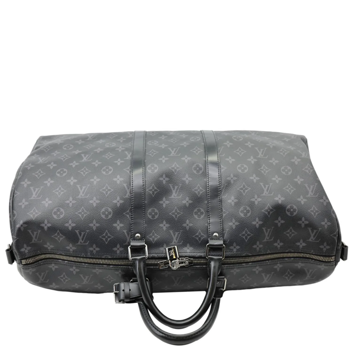 LOUIS VUITTON Keepall 55 Bandouliere Monogram Eclipse Travel Bag Black - Image 5
