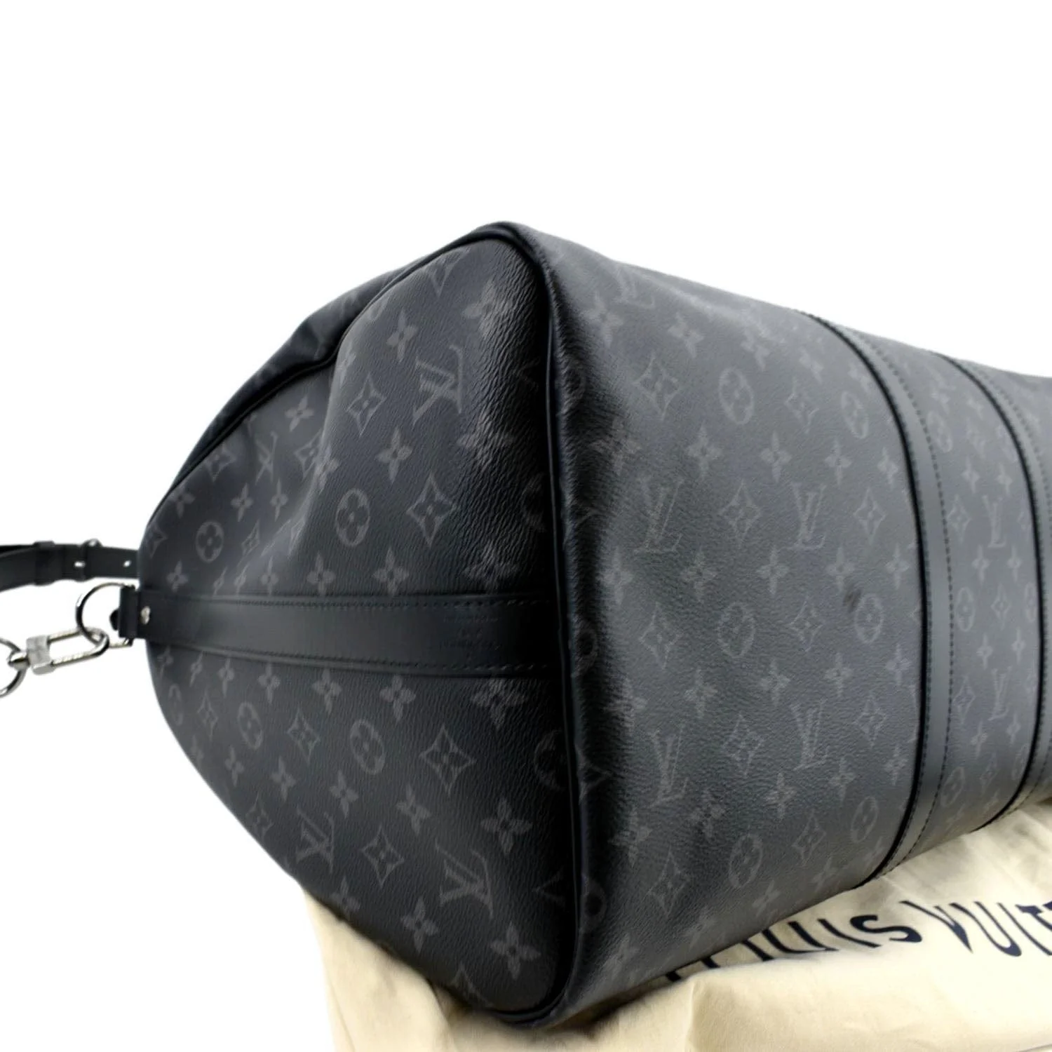 LOUIS VUITTON Keepall 55 Bandouliere Monogram Eclipse Travel Bag Black - Image 7