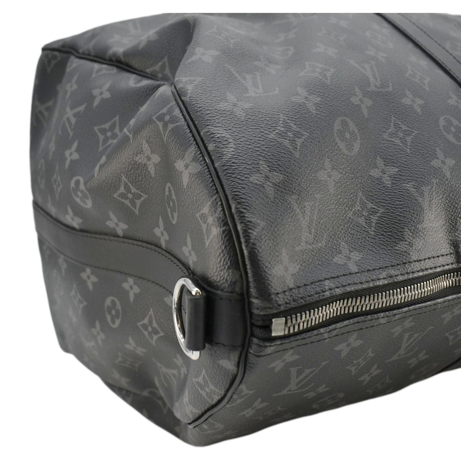 LOUIS VUITTON Keepall Bandouliere 55 Monogram Eclipse Travel Bag Black - Image 7